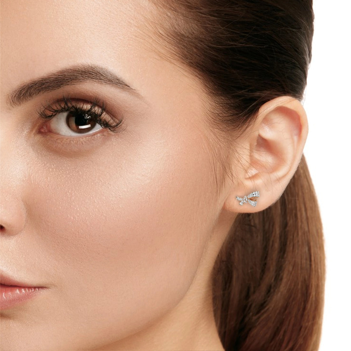 Diamond Bow Stud Earrings