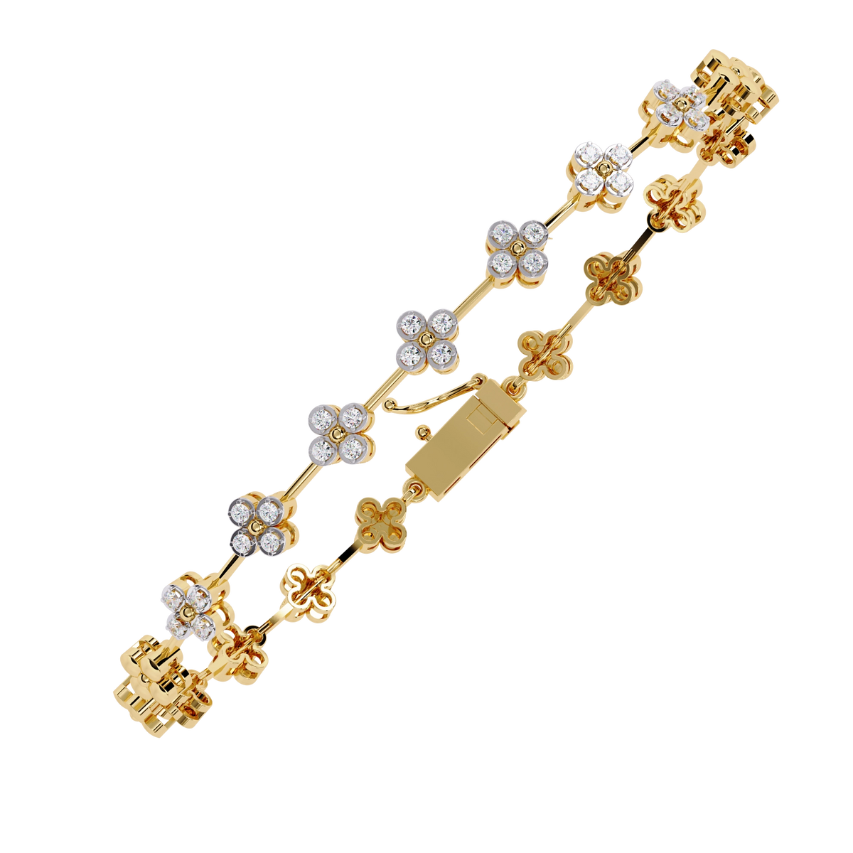 Floral Diamond Link Bracelet