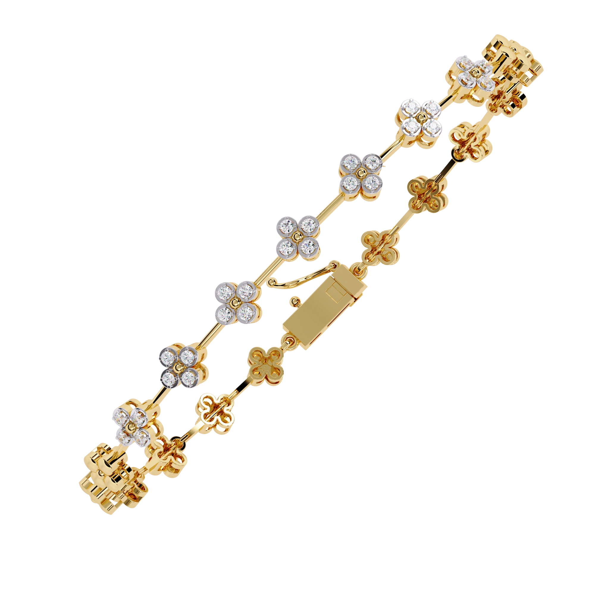 Floral Diamond Link Bracelet