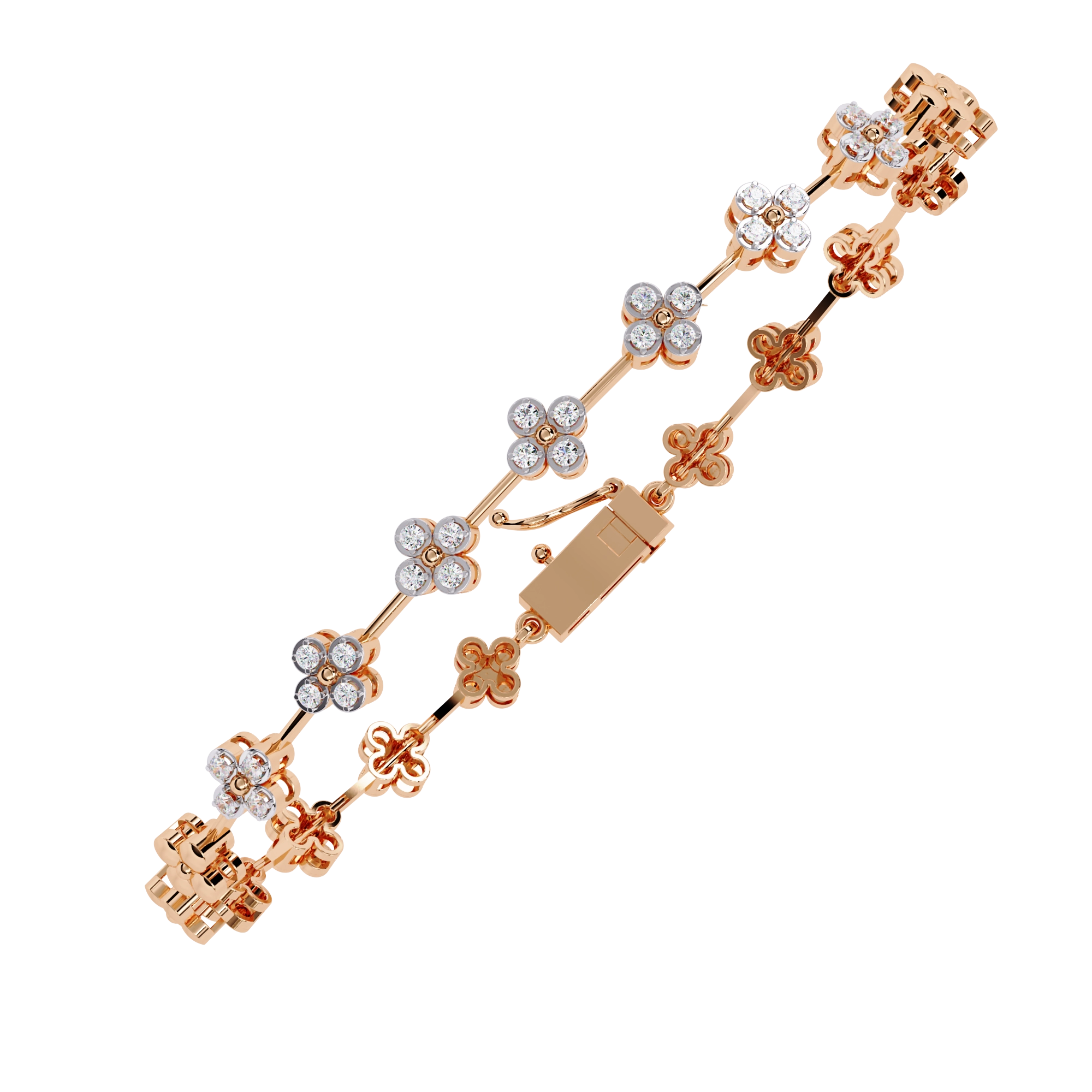 Floral Diamond Link Bracelet