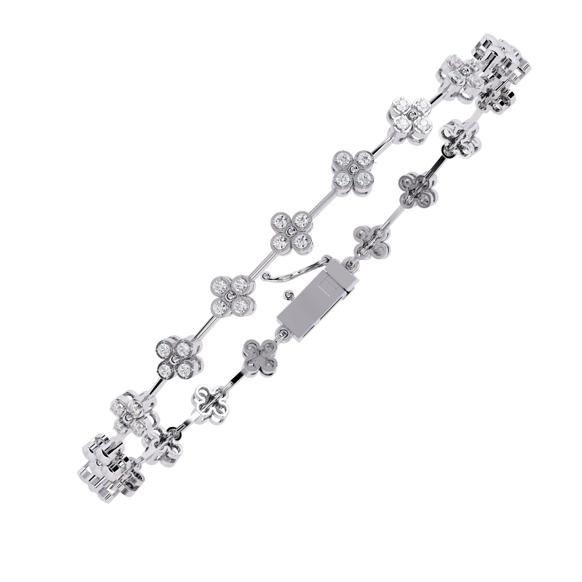 Floral Diamond Link Bracelet