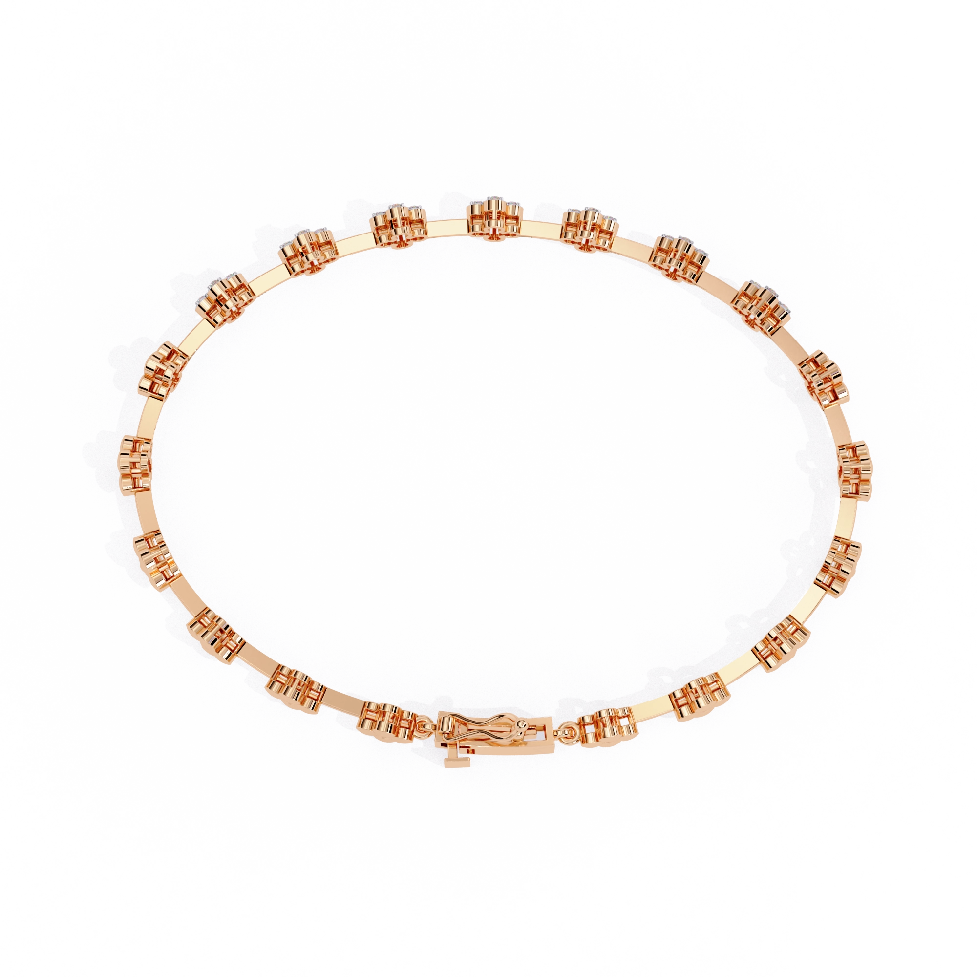 Floral Diamond Link Bracelet