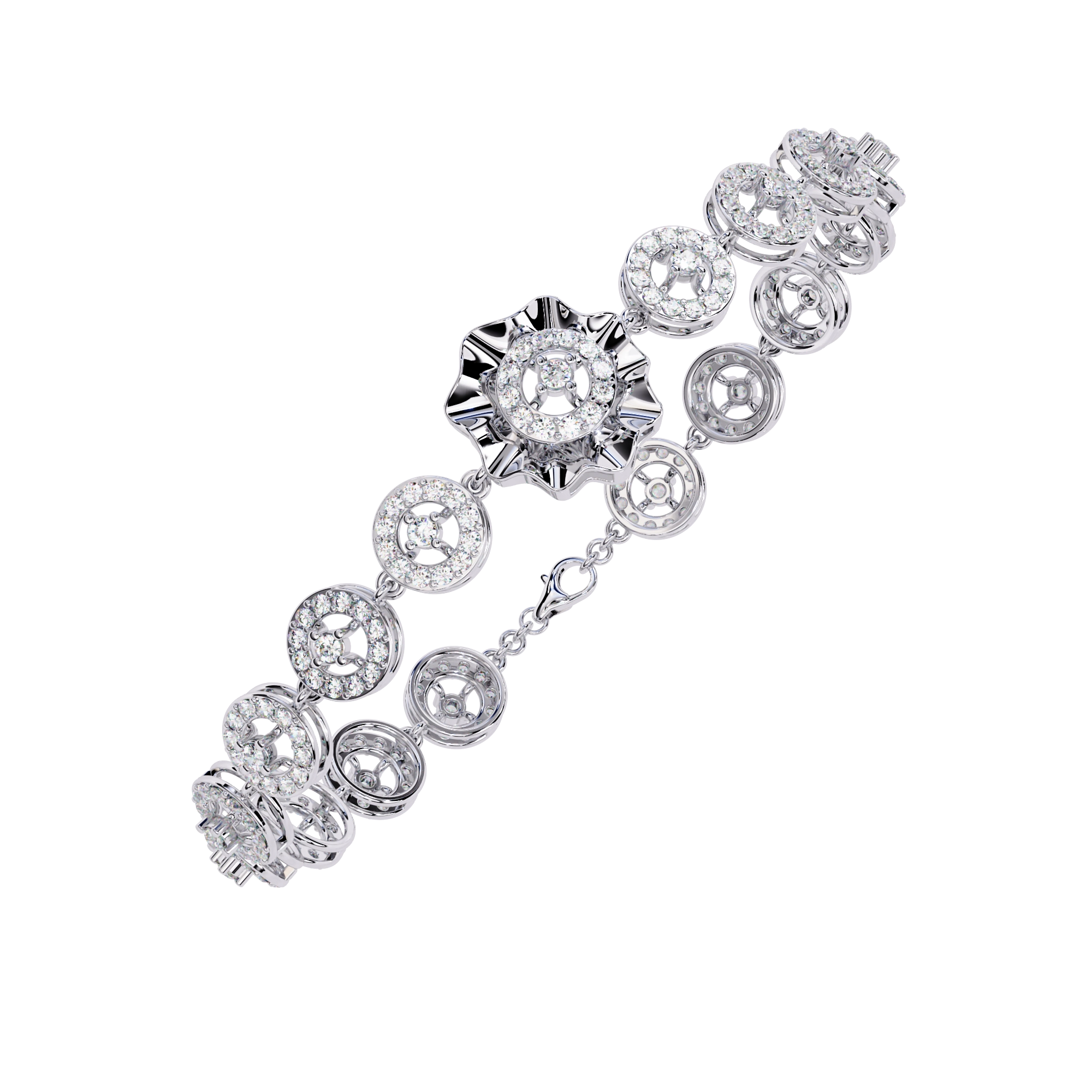 Floral Diamond Charm Bracelet