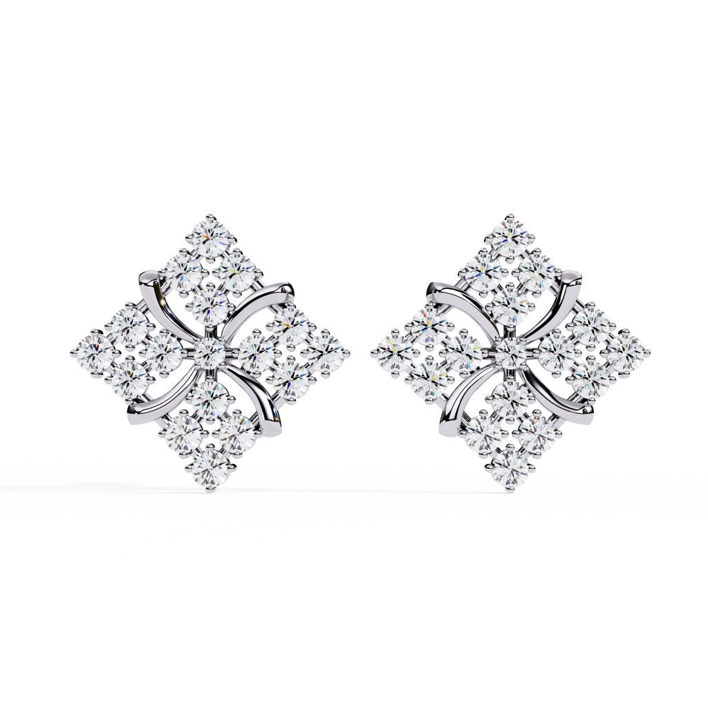 Geometric Diamond Stud Earrings