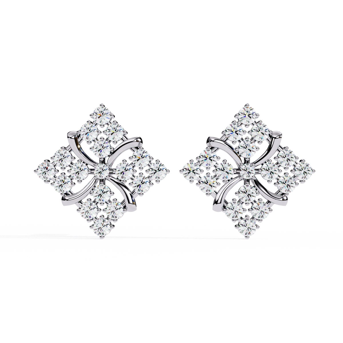 Geometric Diamond Stud Earrings