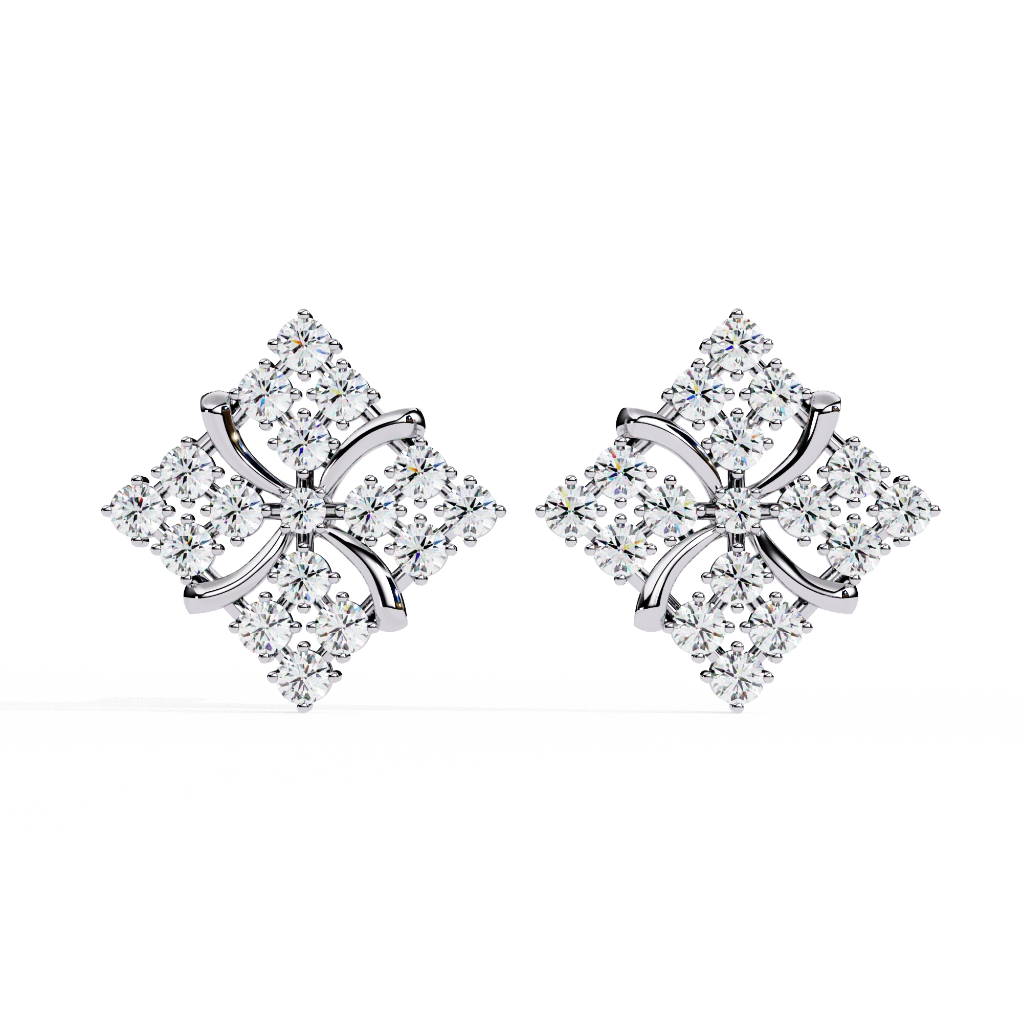 Geometric Diamond Stud Earrings