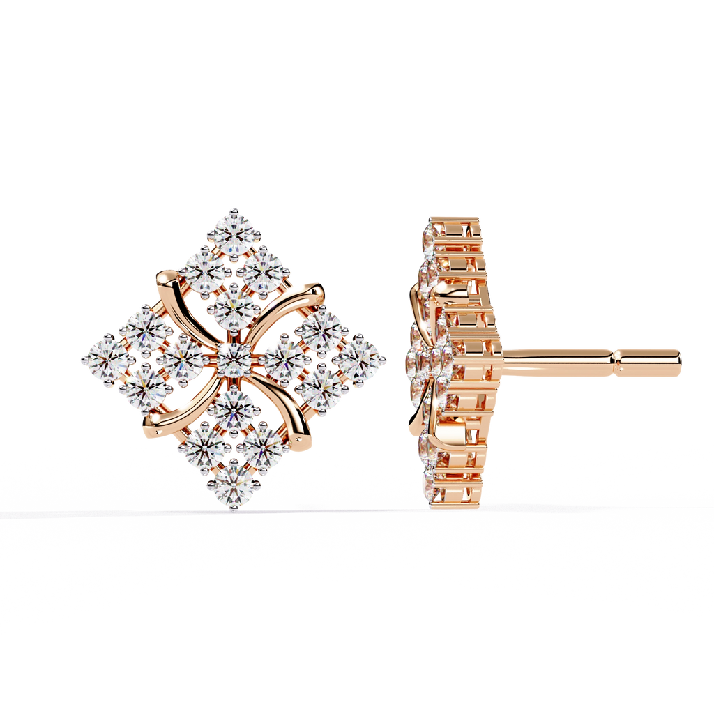 Geometric Diamond Stud Earrings