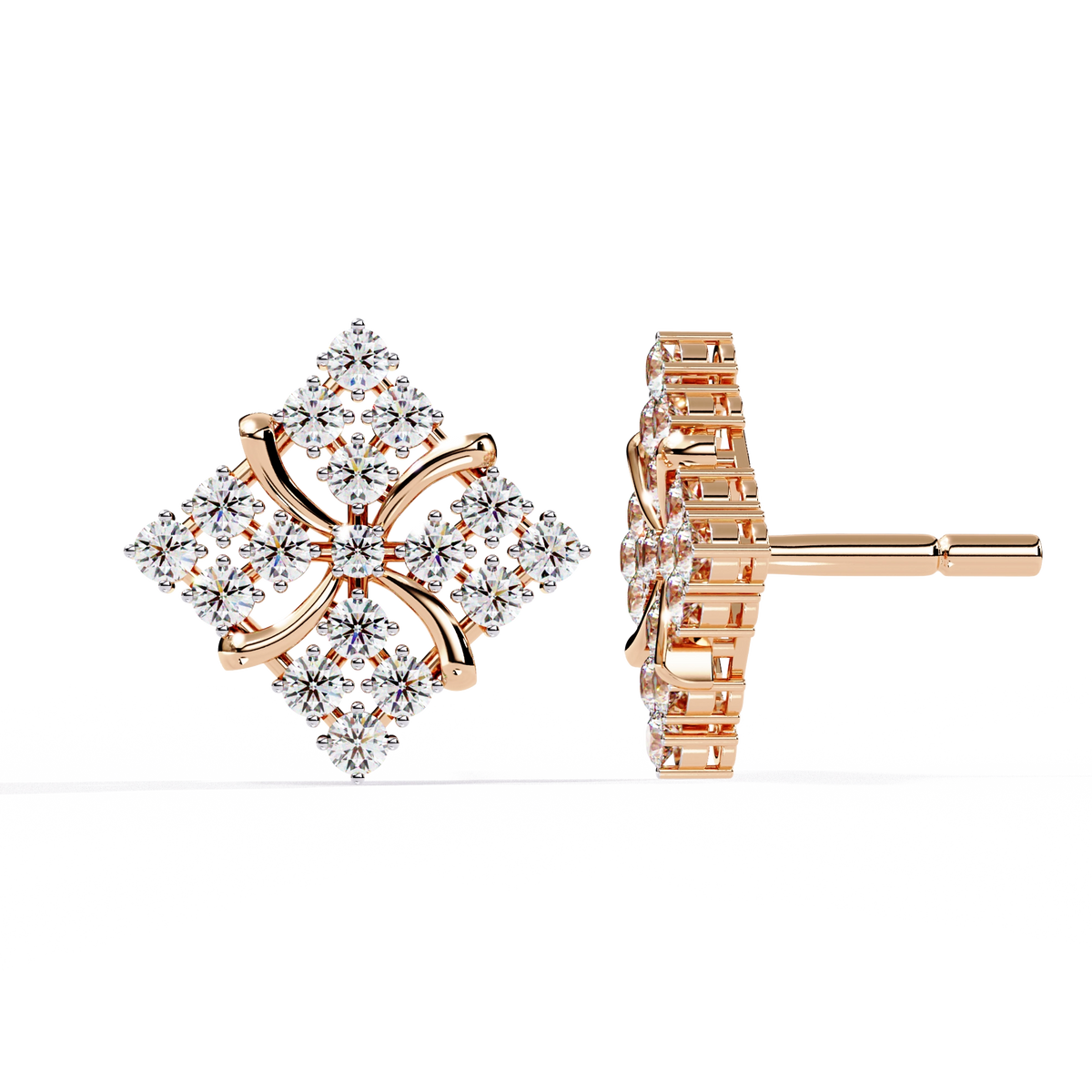 Geometric Diamond Stud Earrings