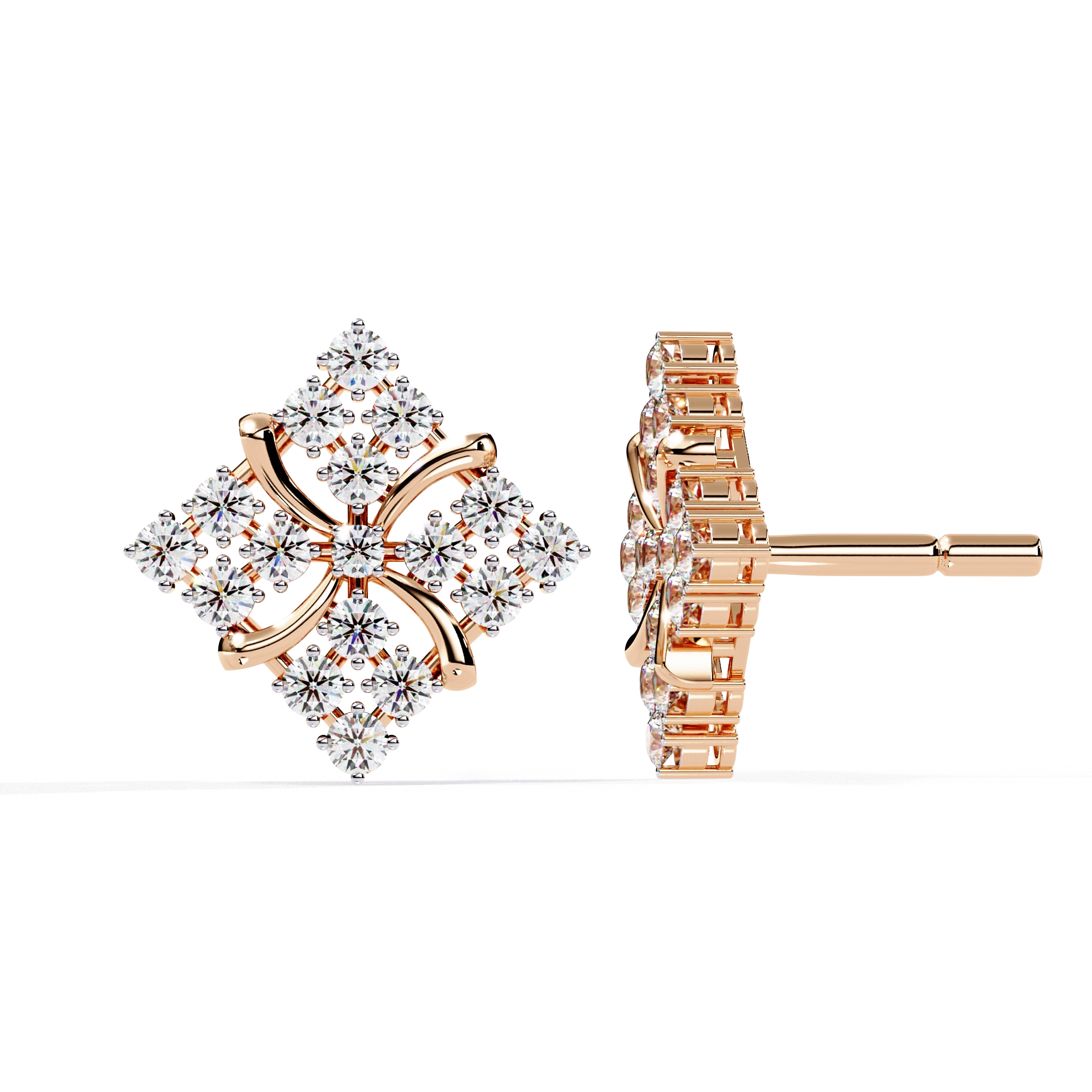 Geometric Diamond Stud Earrings