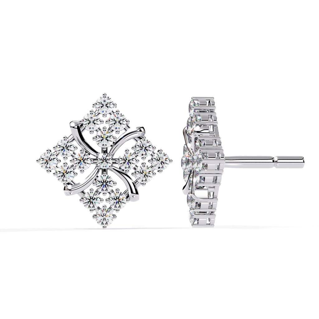 Geometric Diamond Stud Earrings
