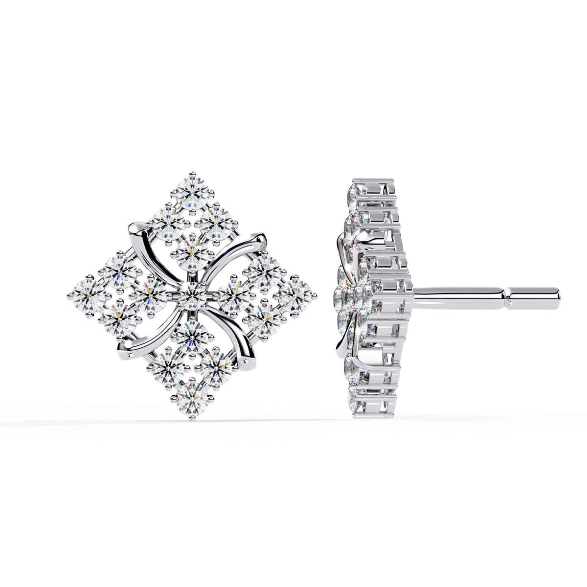 Geometric Diamond Stud Earrings