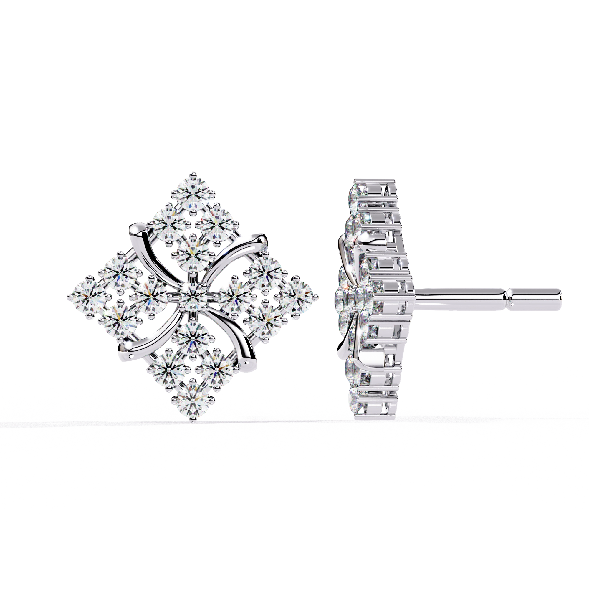 Geometric Diamond Stud Earrings