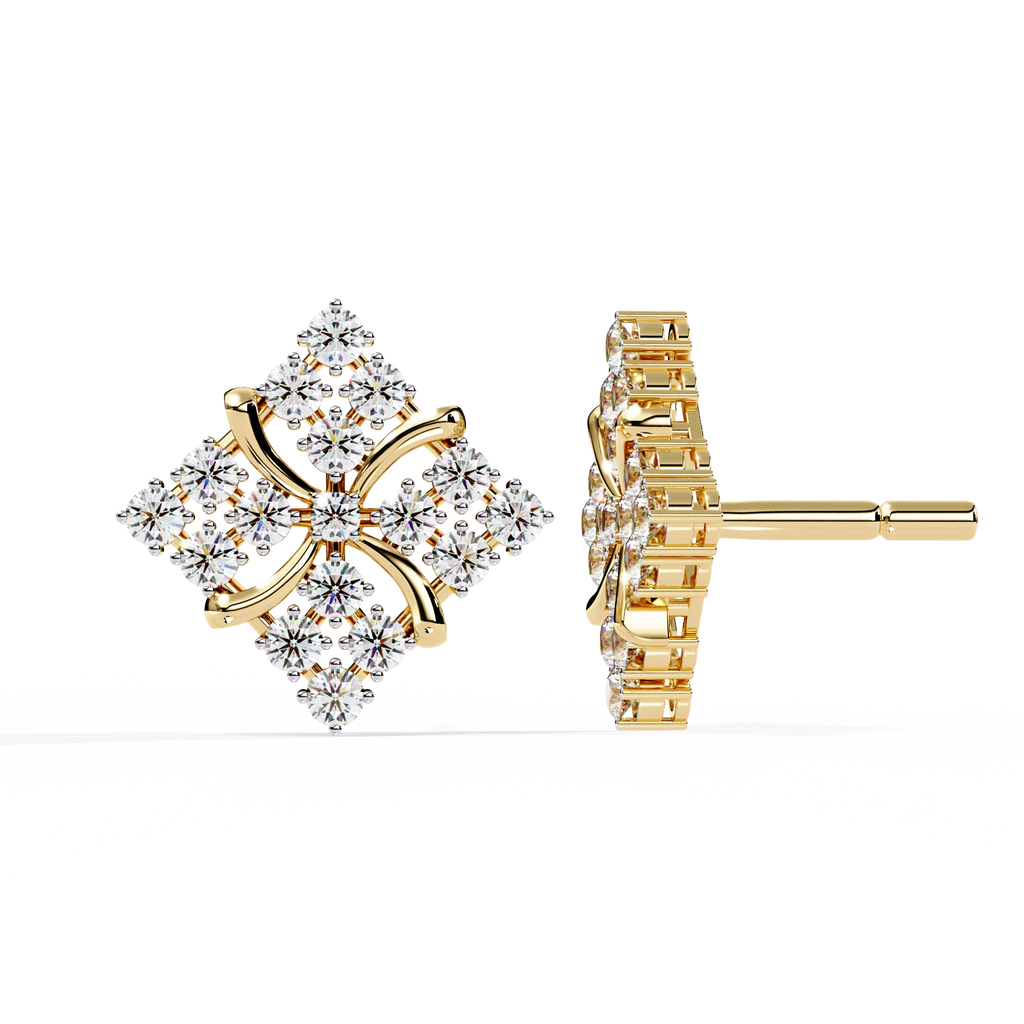 Geometric Diamond Stud Earrings
