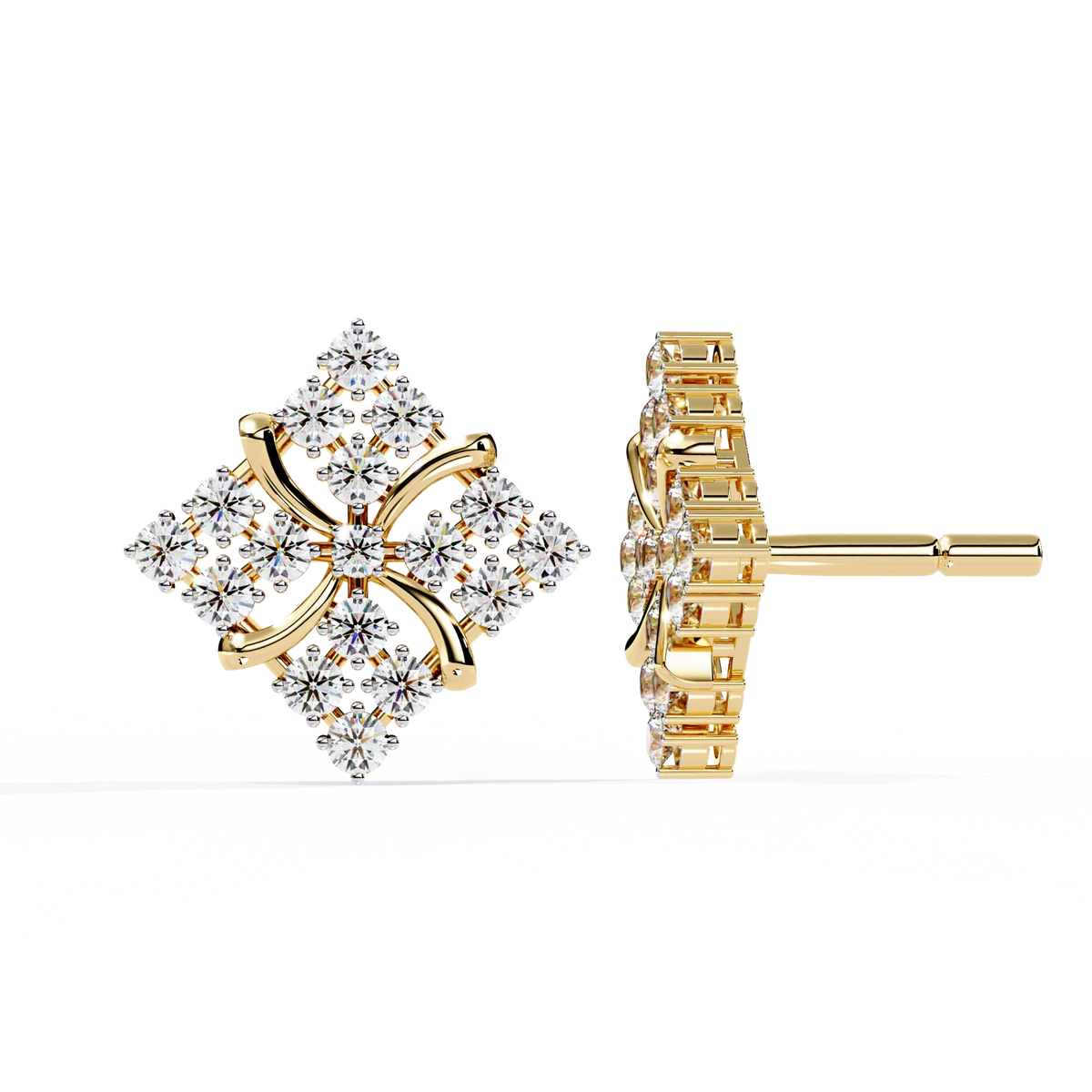 Geometric Diamond Stud Earrings