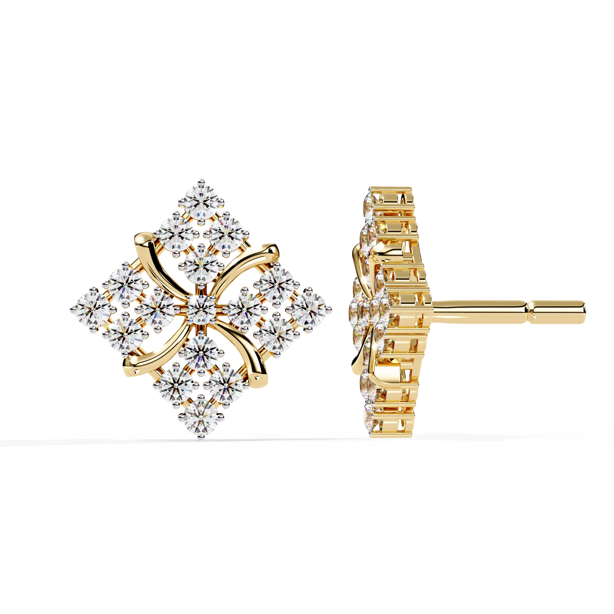 Geometric Diamond Stud Earrings