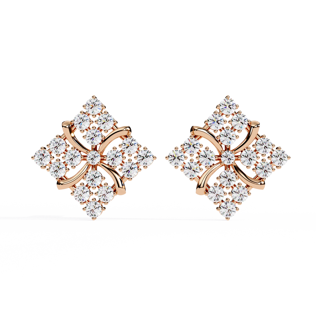 Geometric Diamond Stud Earrings