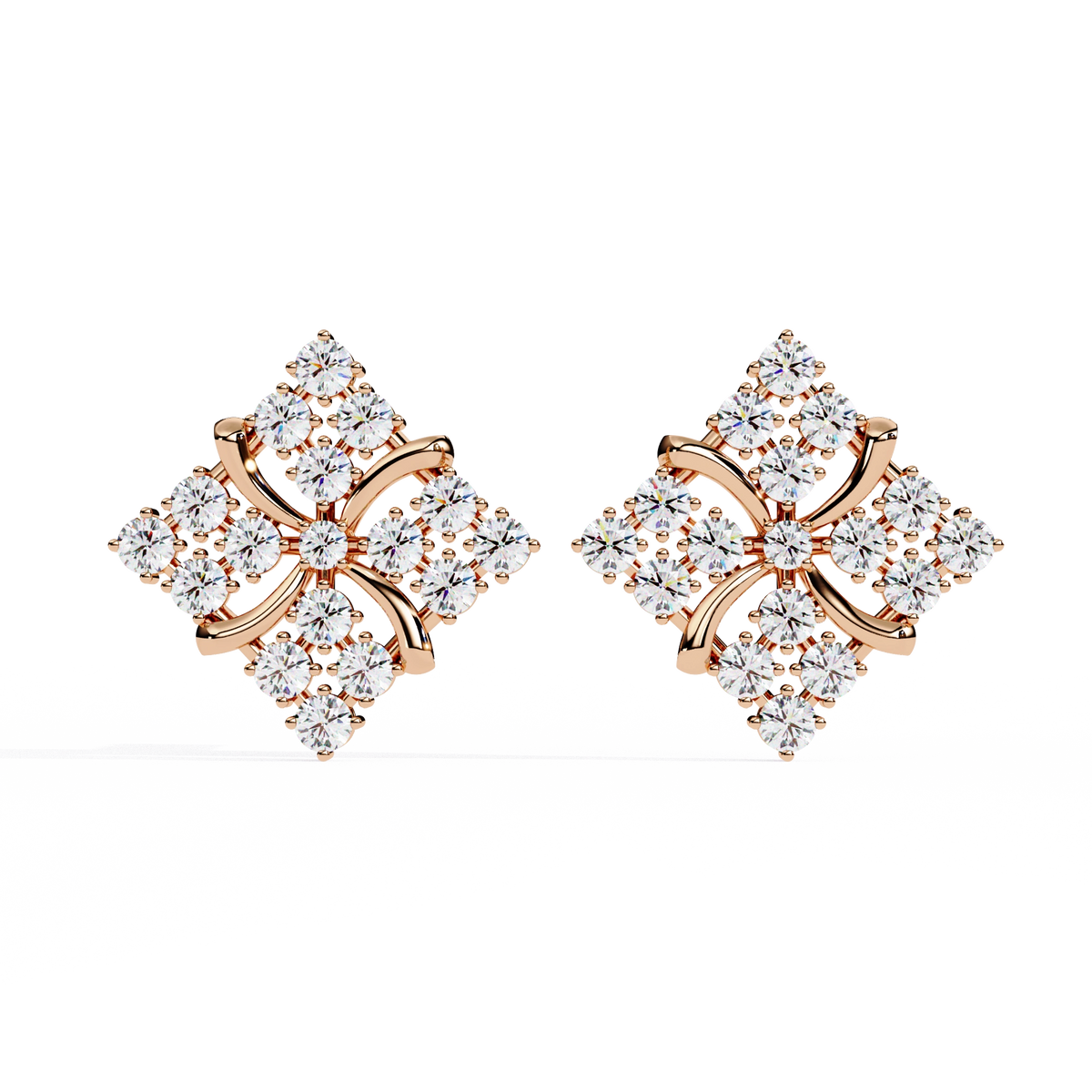 Geometric Diamond Stud Earrings