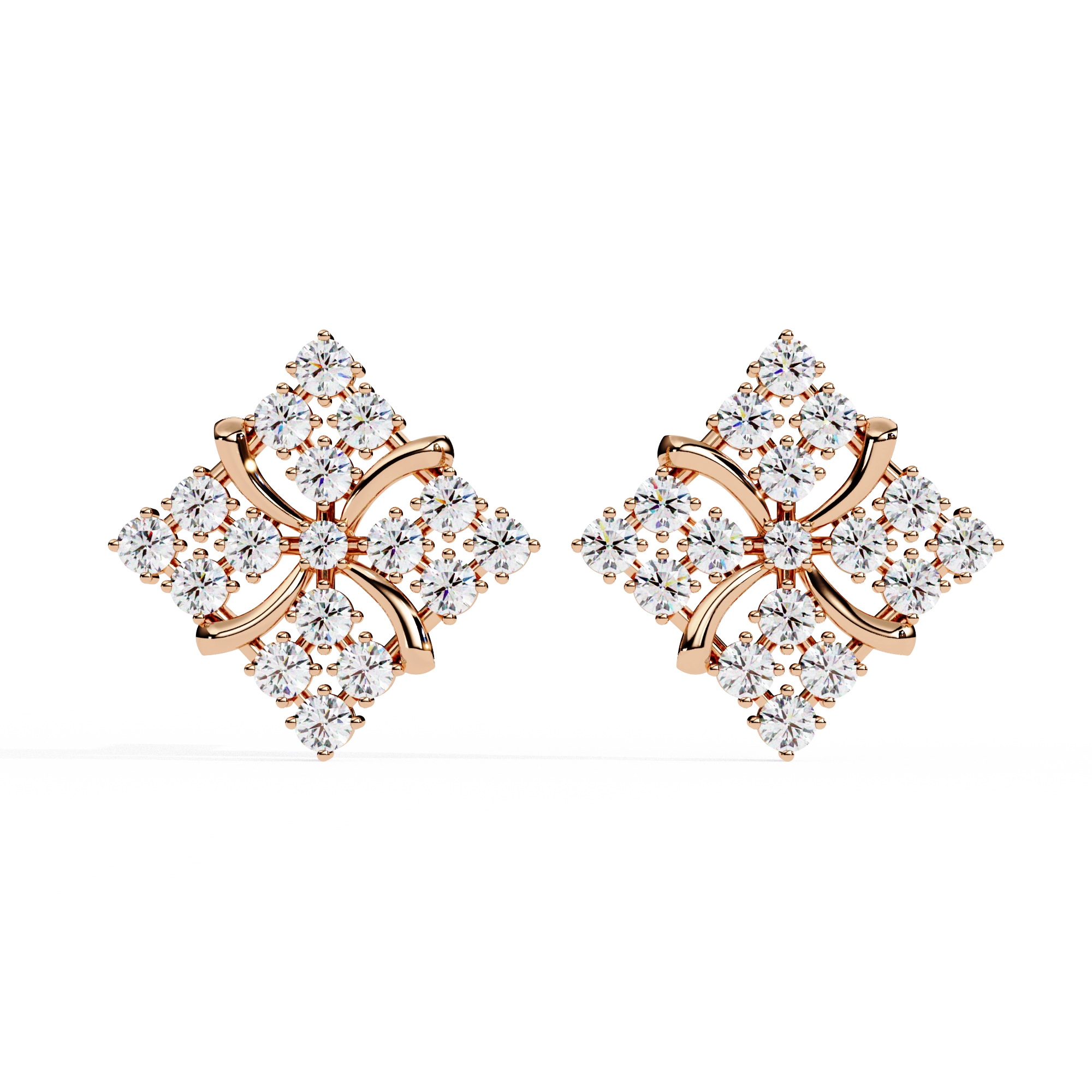 Geometric Diamond Stud Earrings