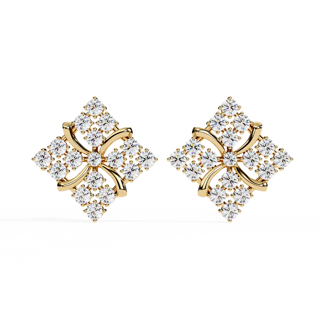 Geometric Diamond Stud Earrings