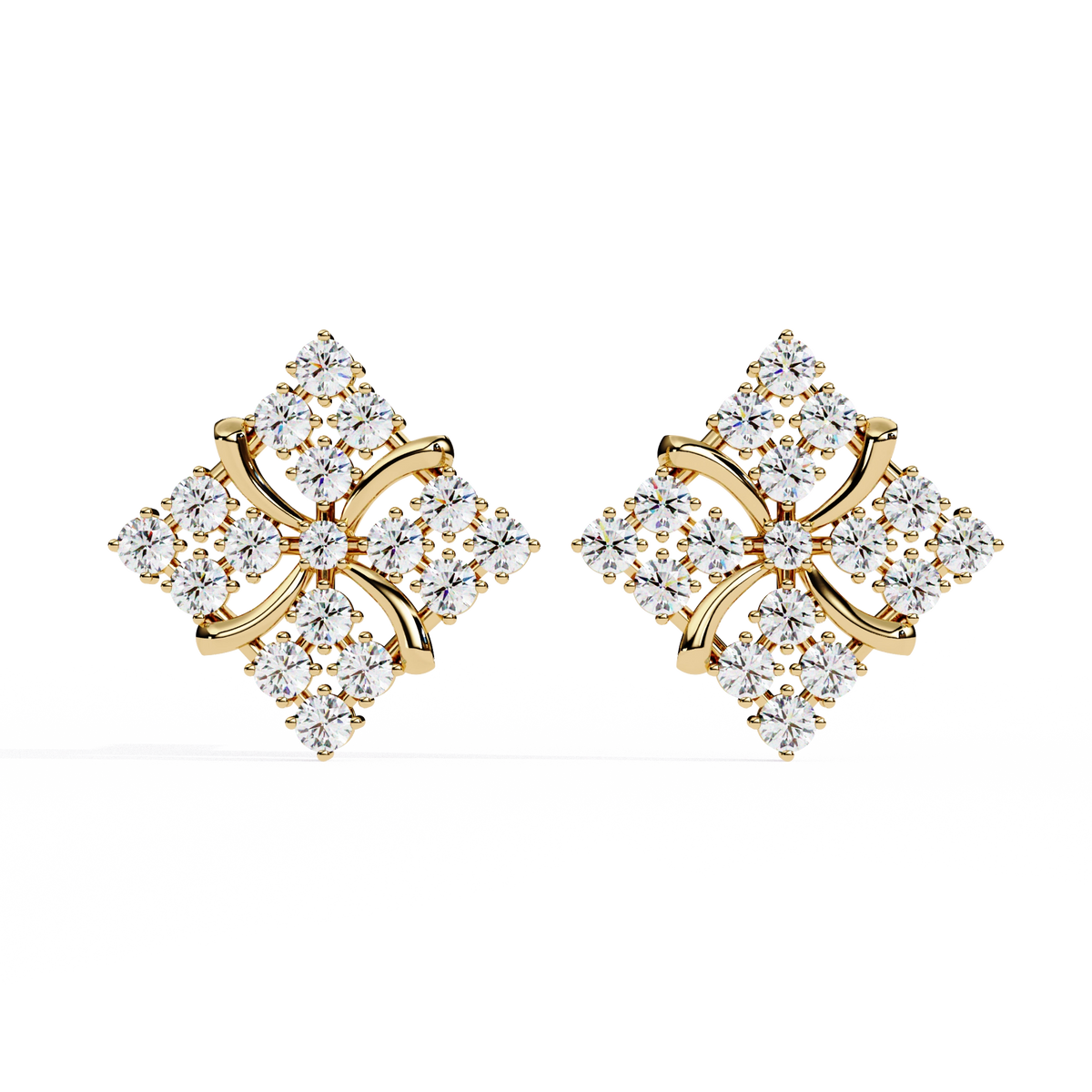 Geometric Diamond Stud Earrings