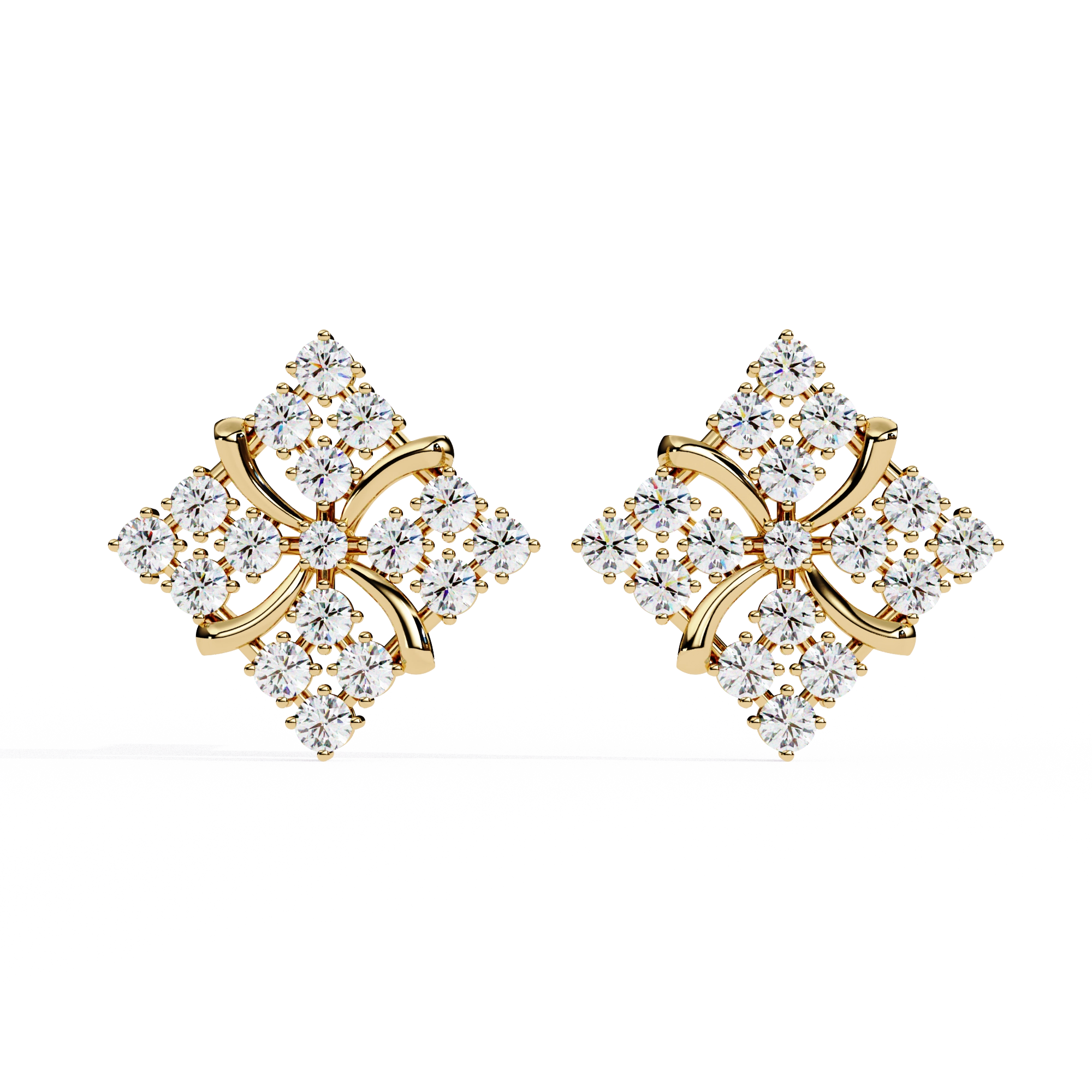 Geometric Diamond Stud Earrings