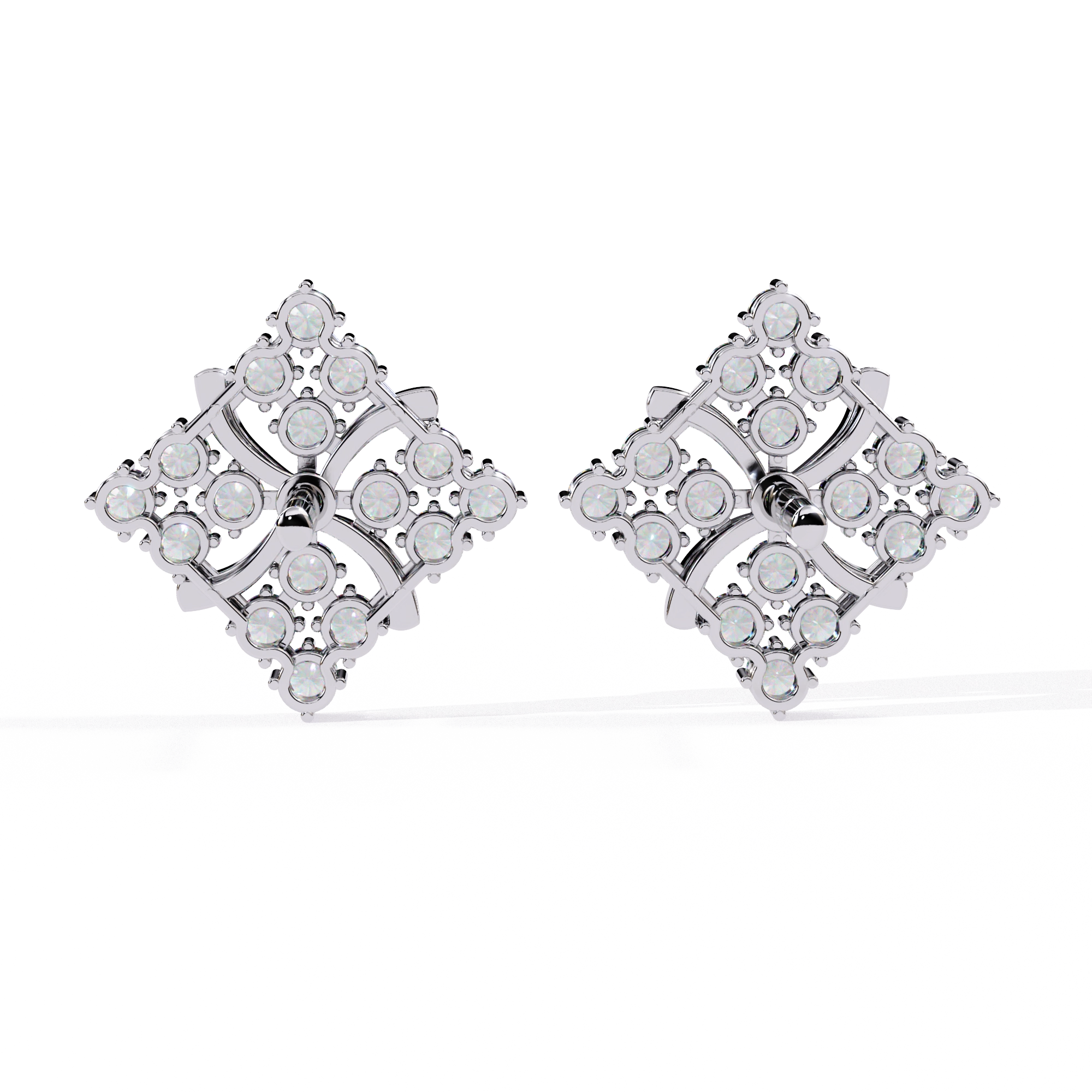 Geometric Diamond Stud Earrings