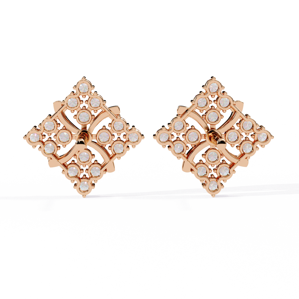 Geometric Diamond Stud Earrings