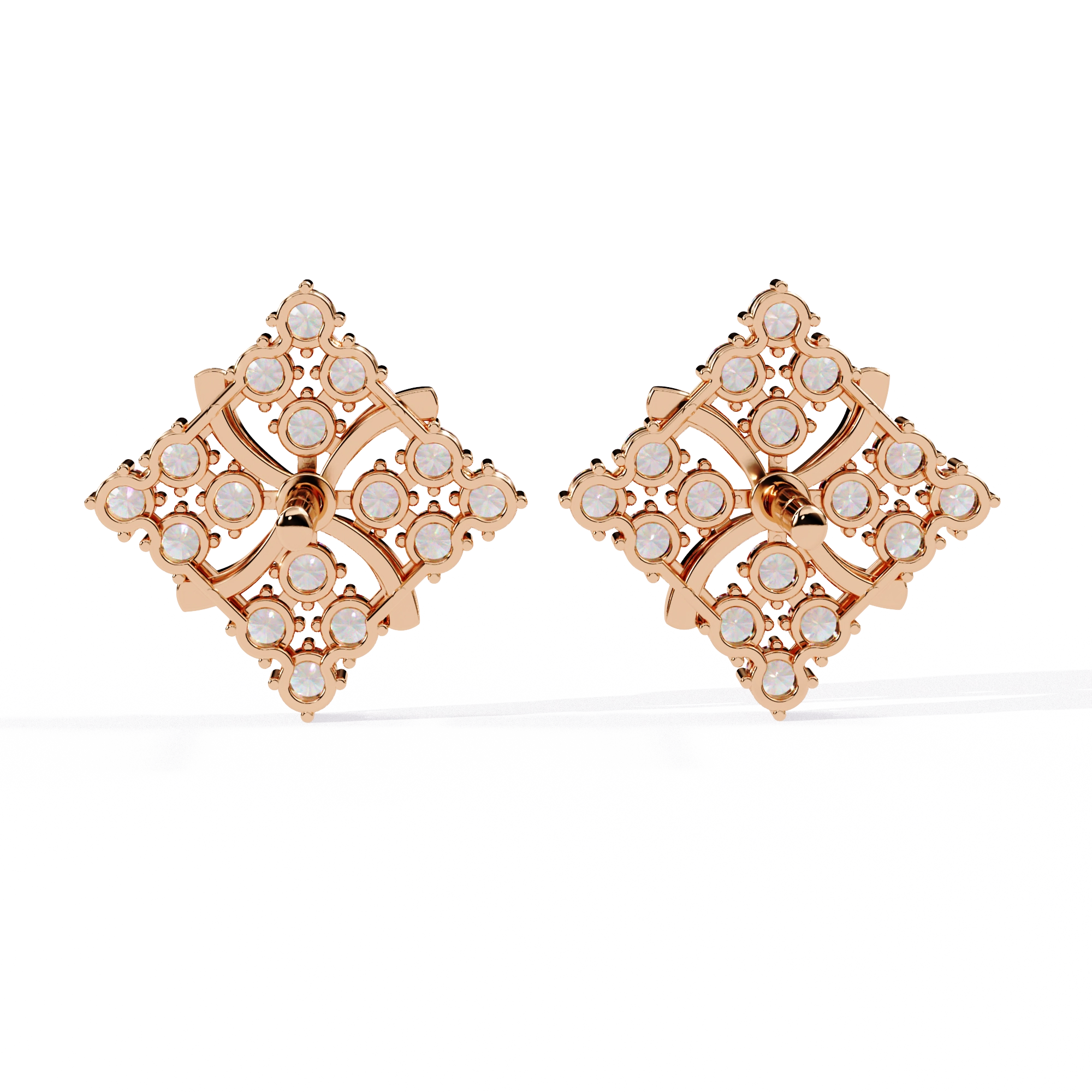 Geometric Diamond Stud Earrings