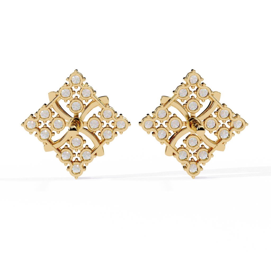 Geometric Diamond Stud Earrings
