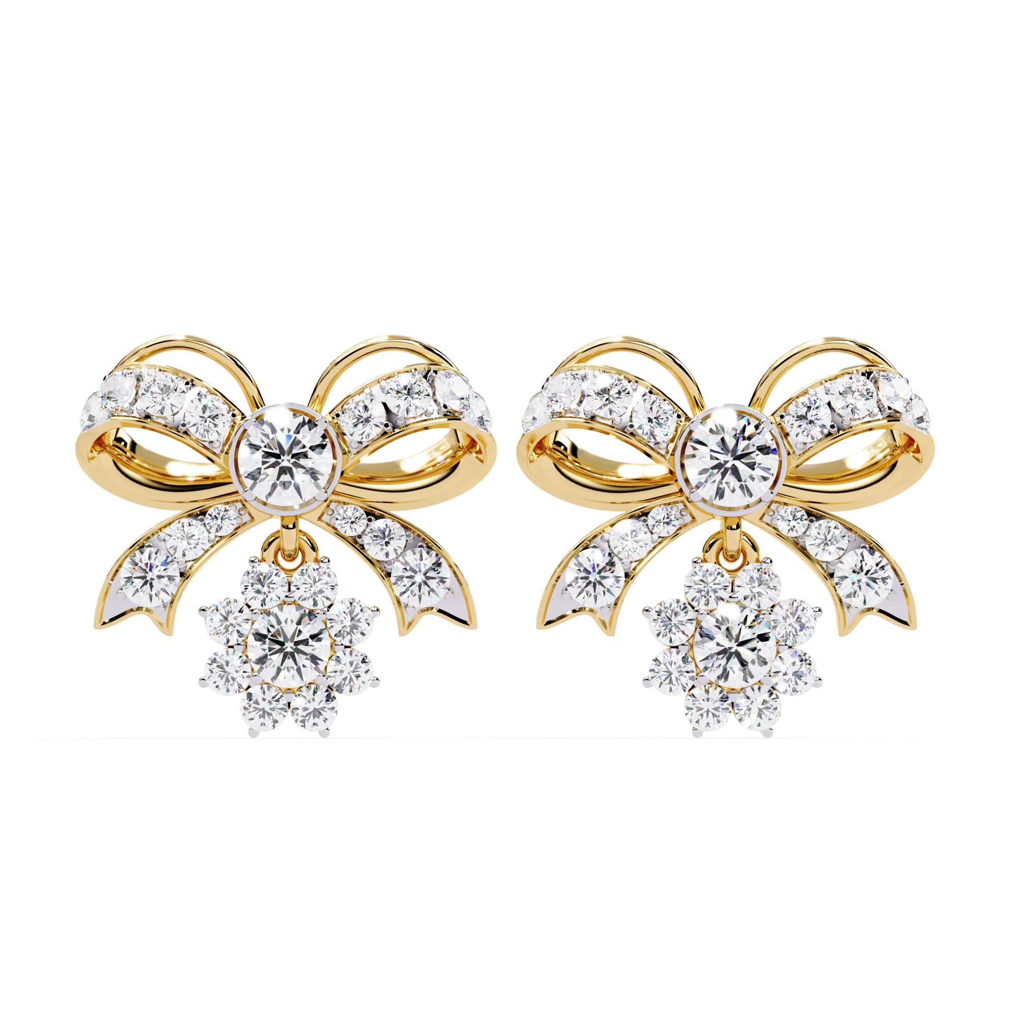 Bow Diamond Drop Earrings