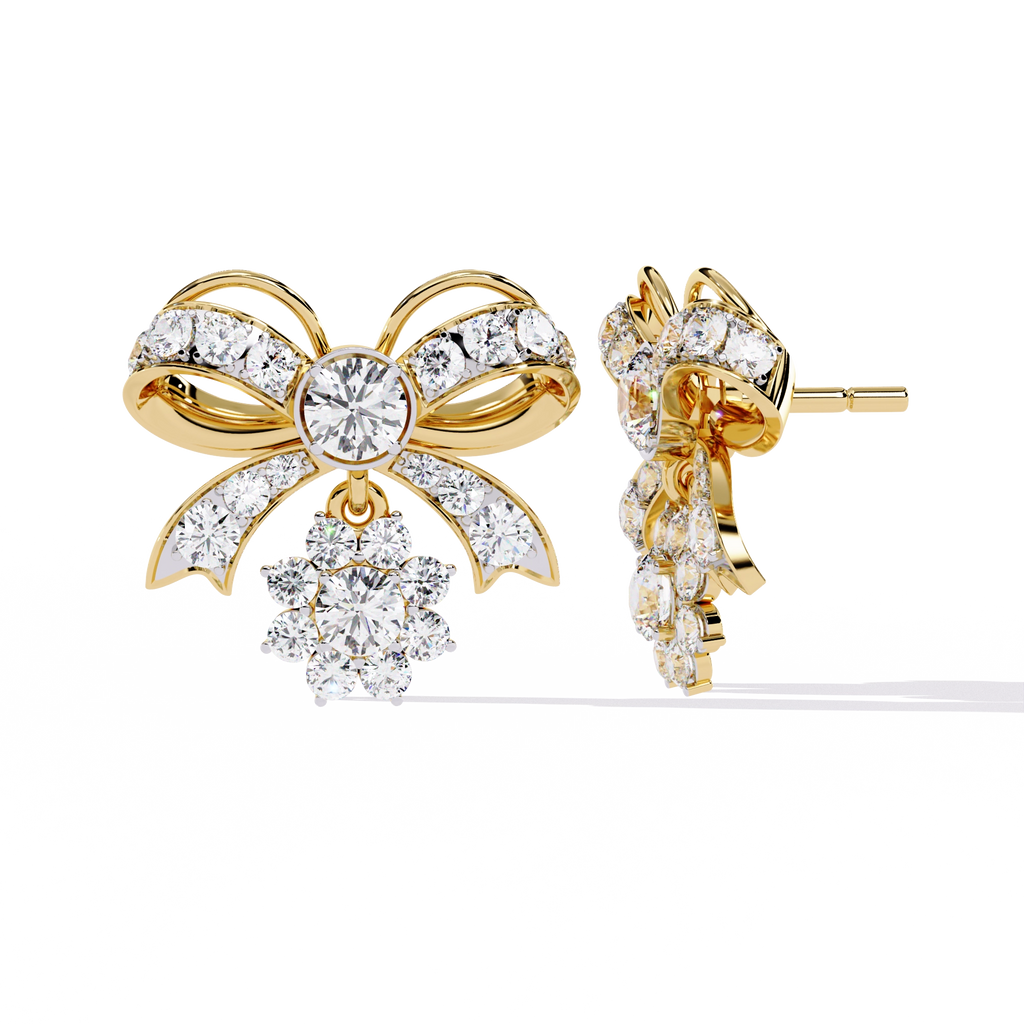 Bow Diamond Drop Earrings