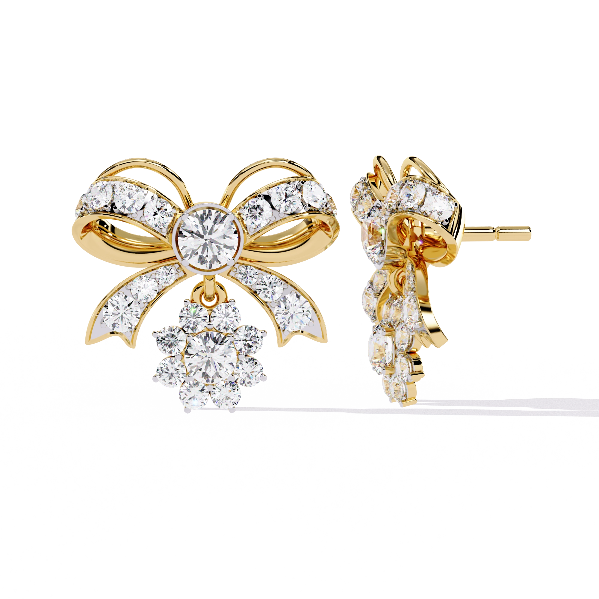 Bow Diamond Drop Earrings