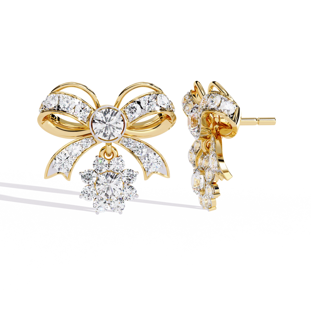 Bow Diamond Drop Earrings