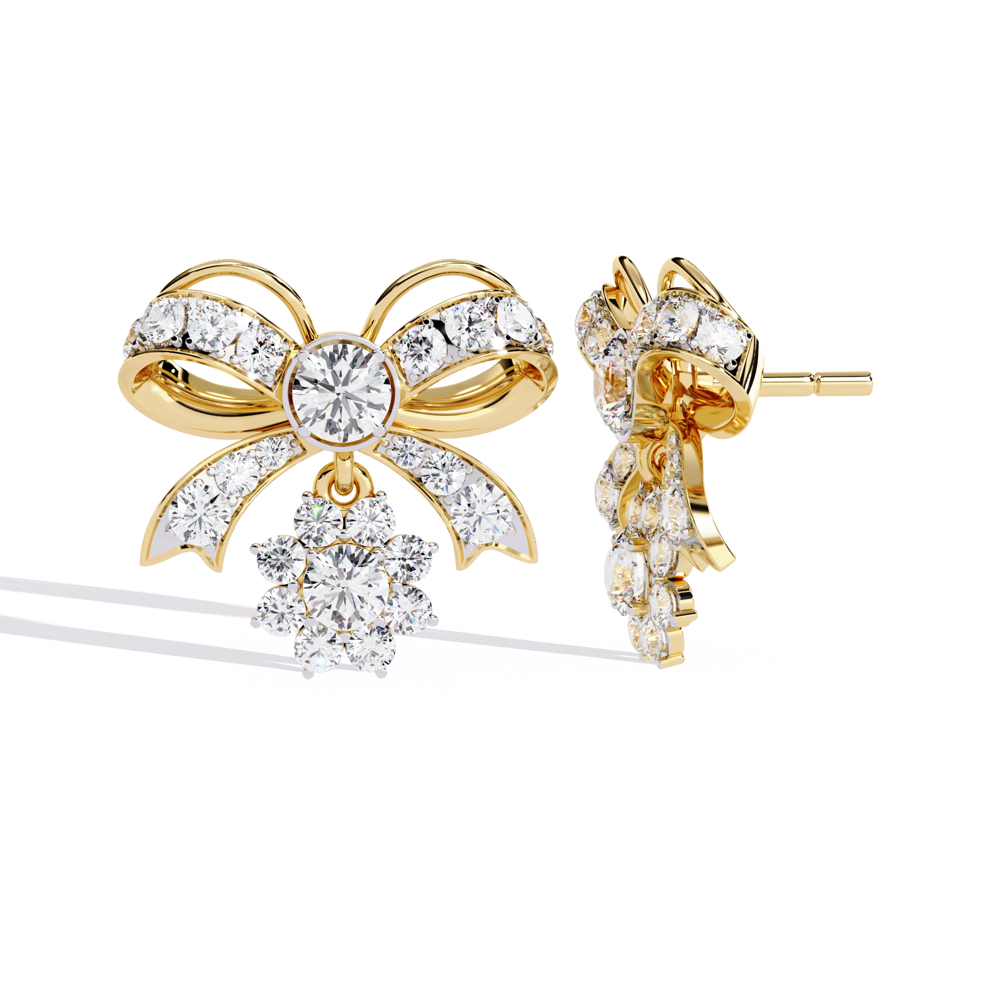 Bow Diamond Drop Earrings
