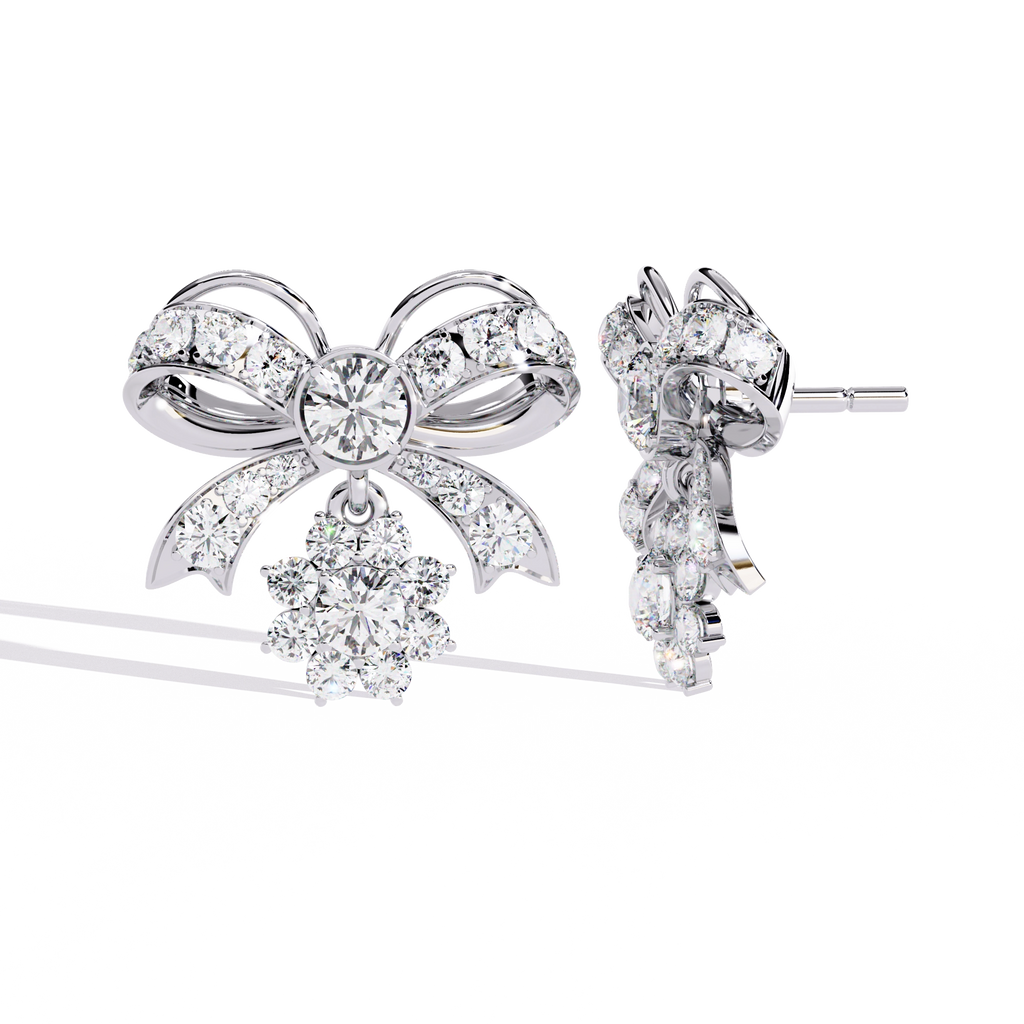 Bow Diamond Drop Earrings