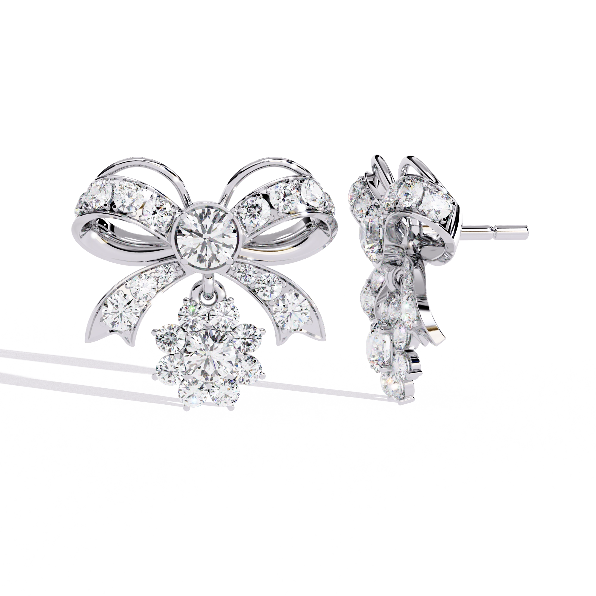 Bow Diamond Drop Earrings