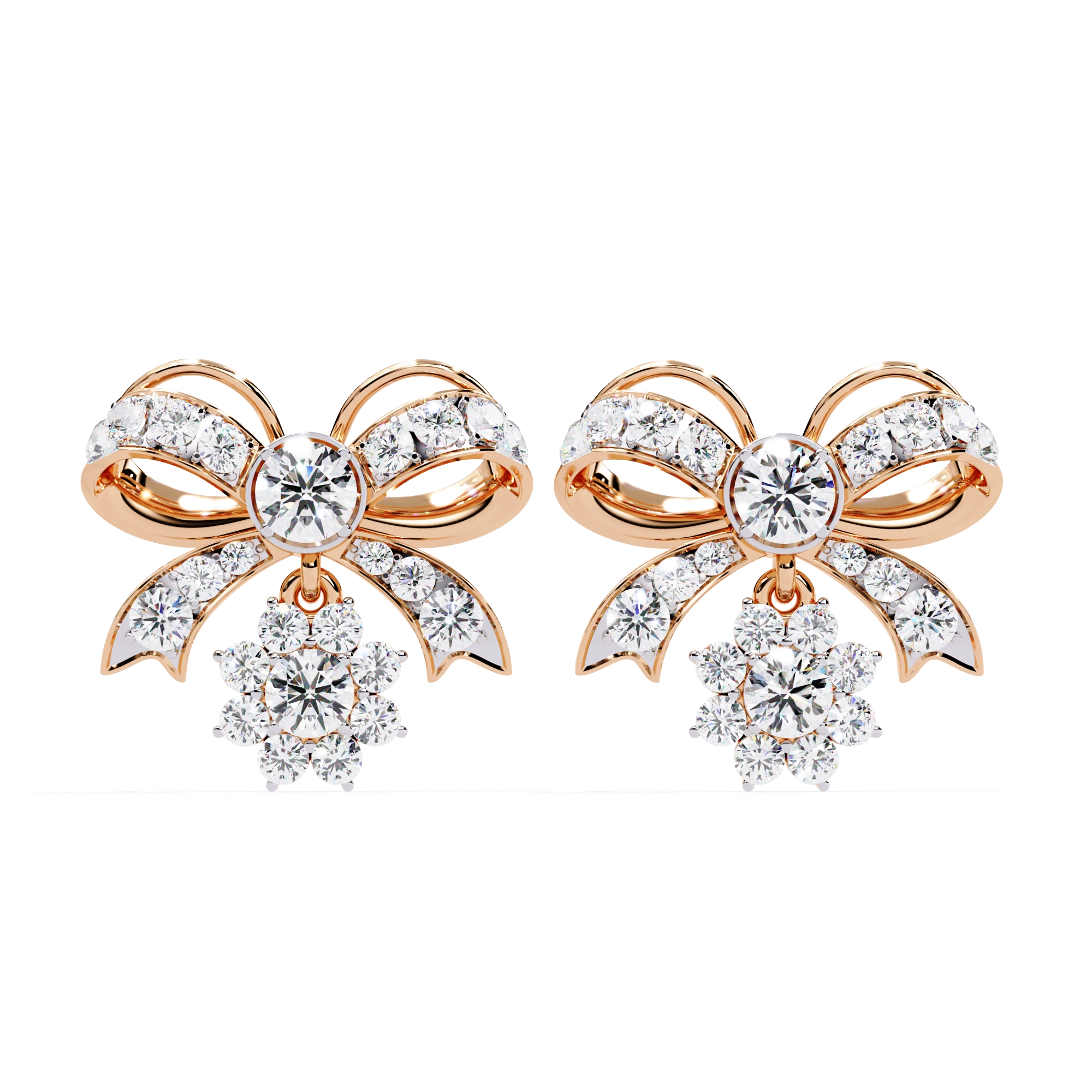 Bow Diamond Drop Earrings