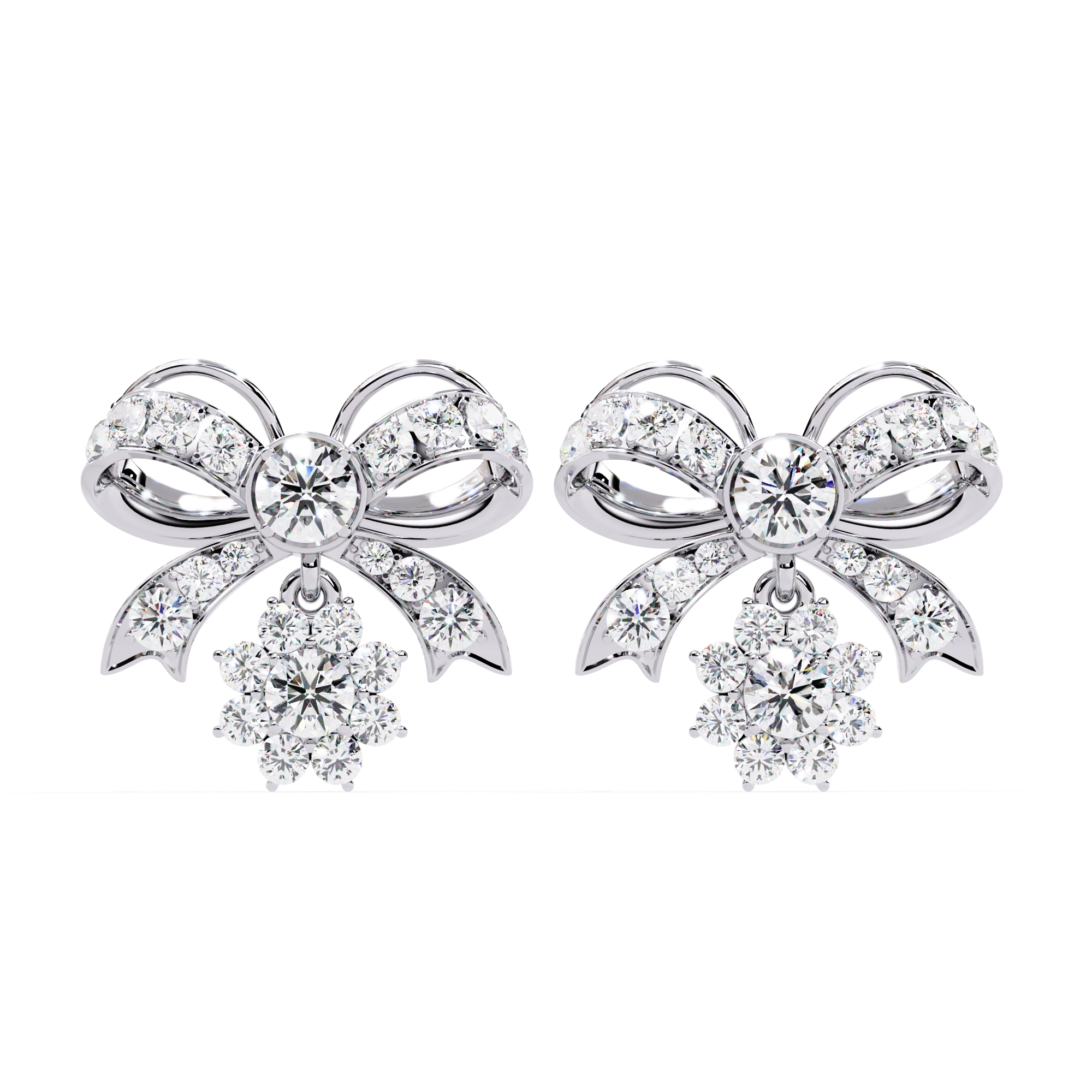 Bow Diamond Drop Earrings