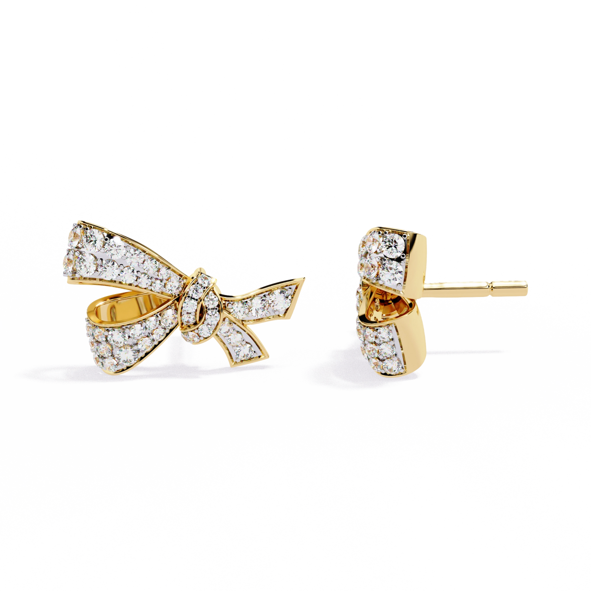 Diamond Bow Stud Earrings