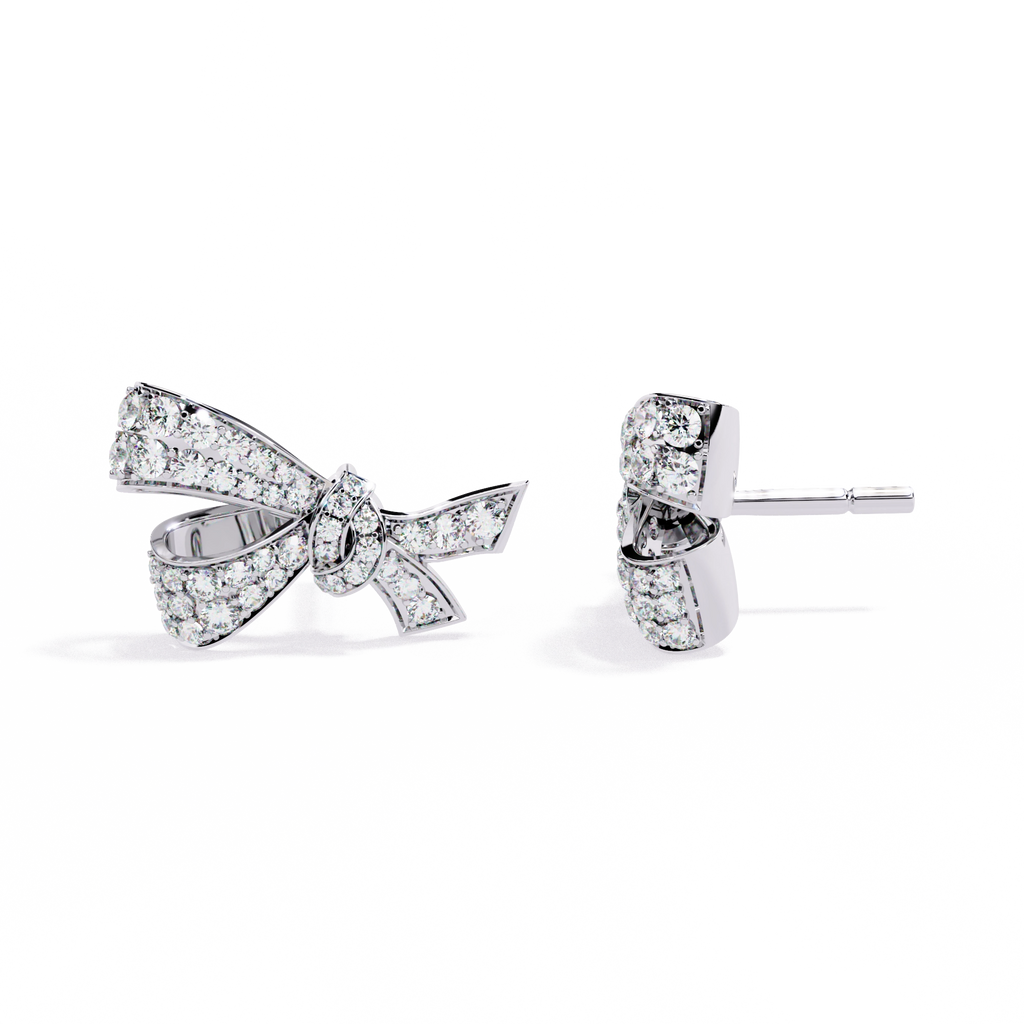 Diamond Bow Stud Earrings