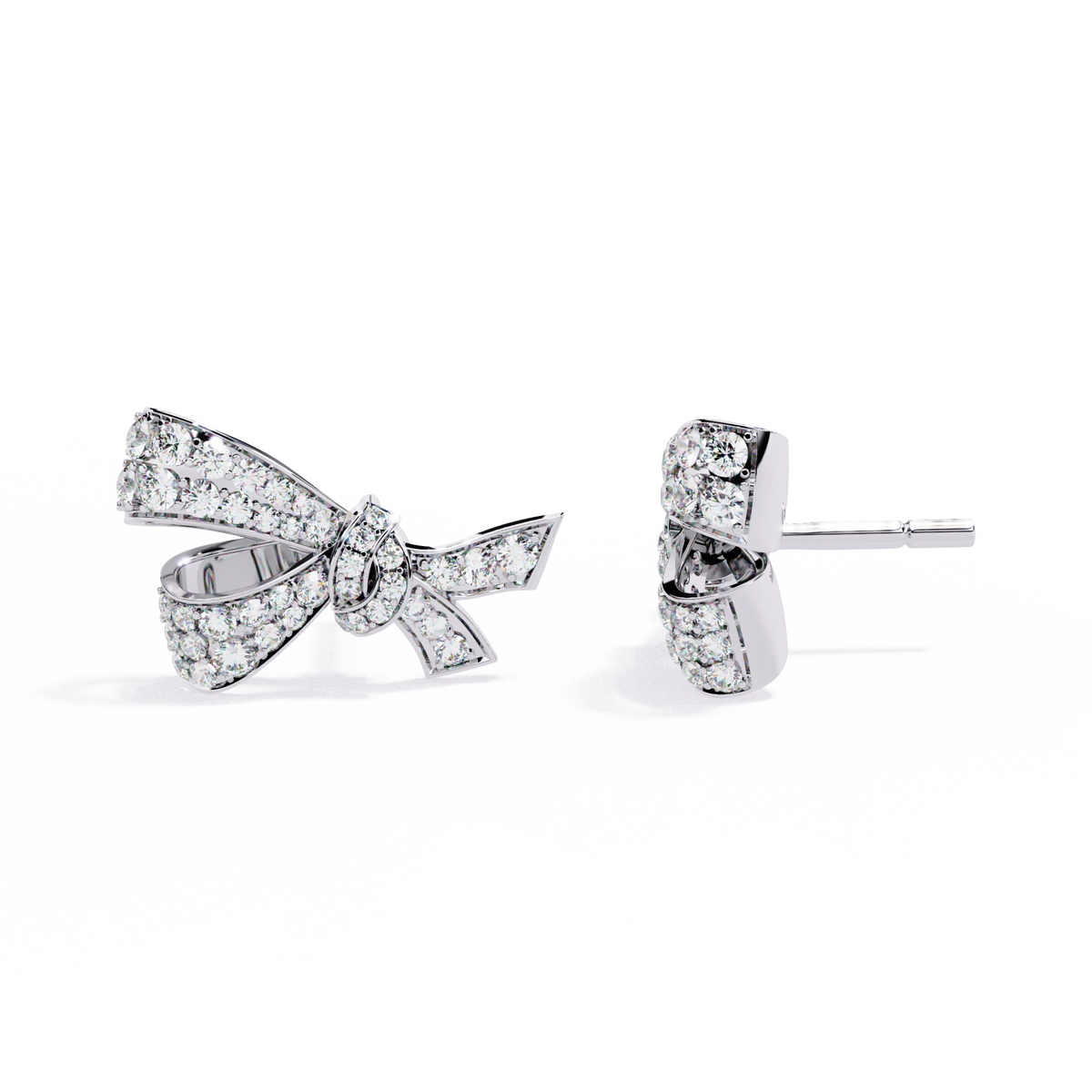 Diamond Bow Stud Earrings