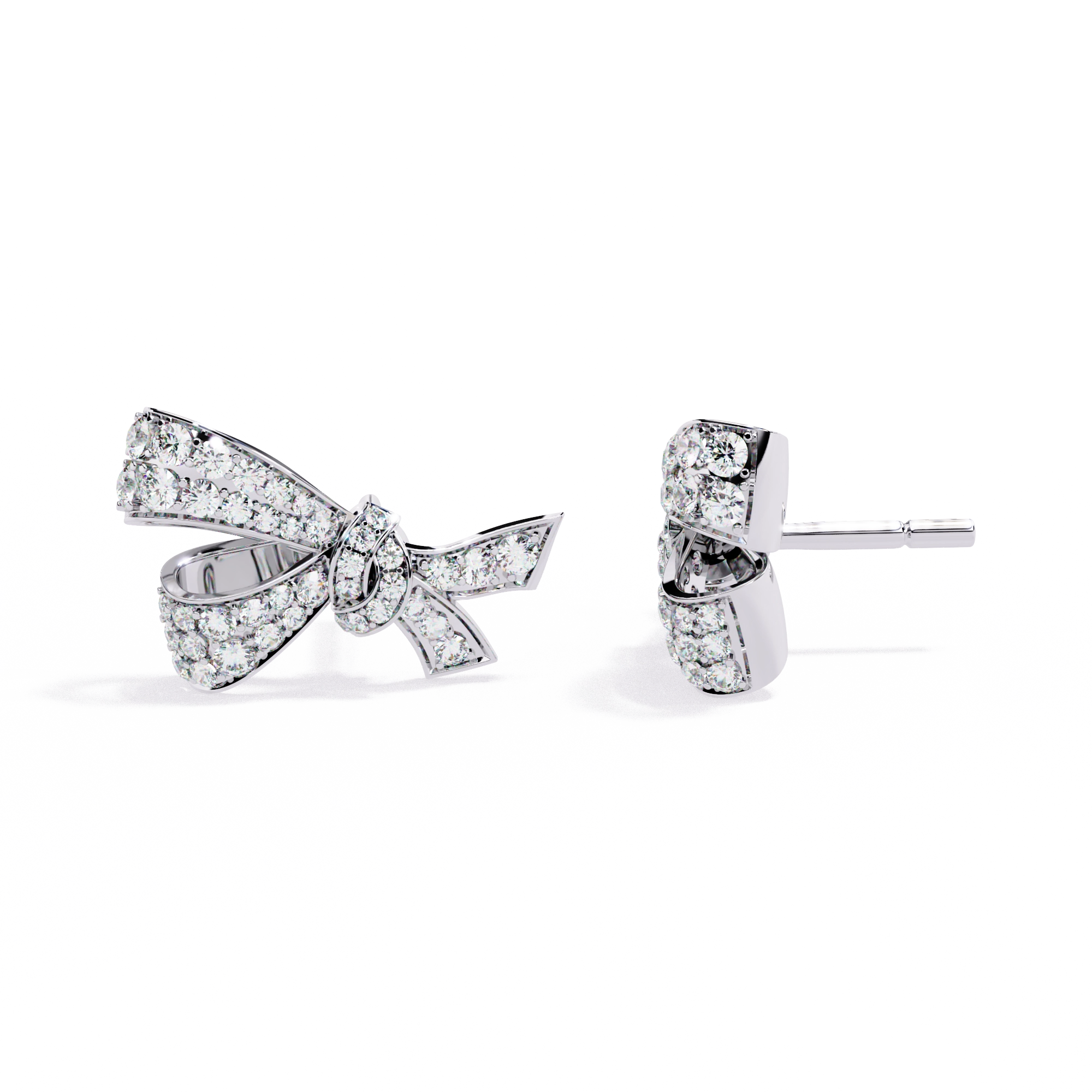 Diamond Bow Stud Earrings