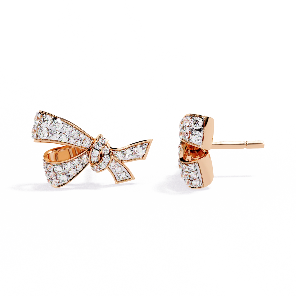 Diamond Bow Stud Earrings