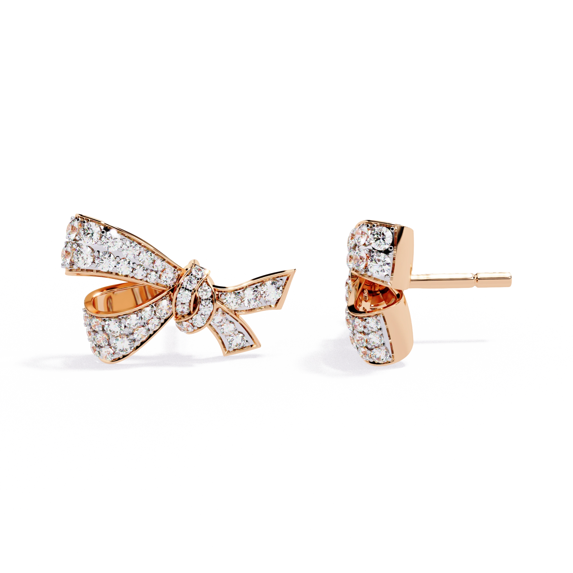 Diamond Bow Stud Earrings