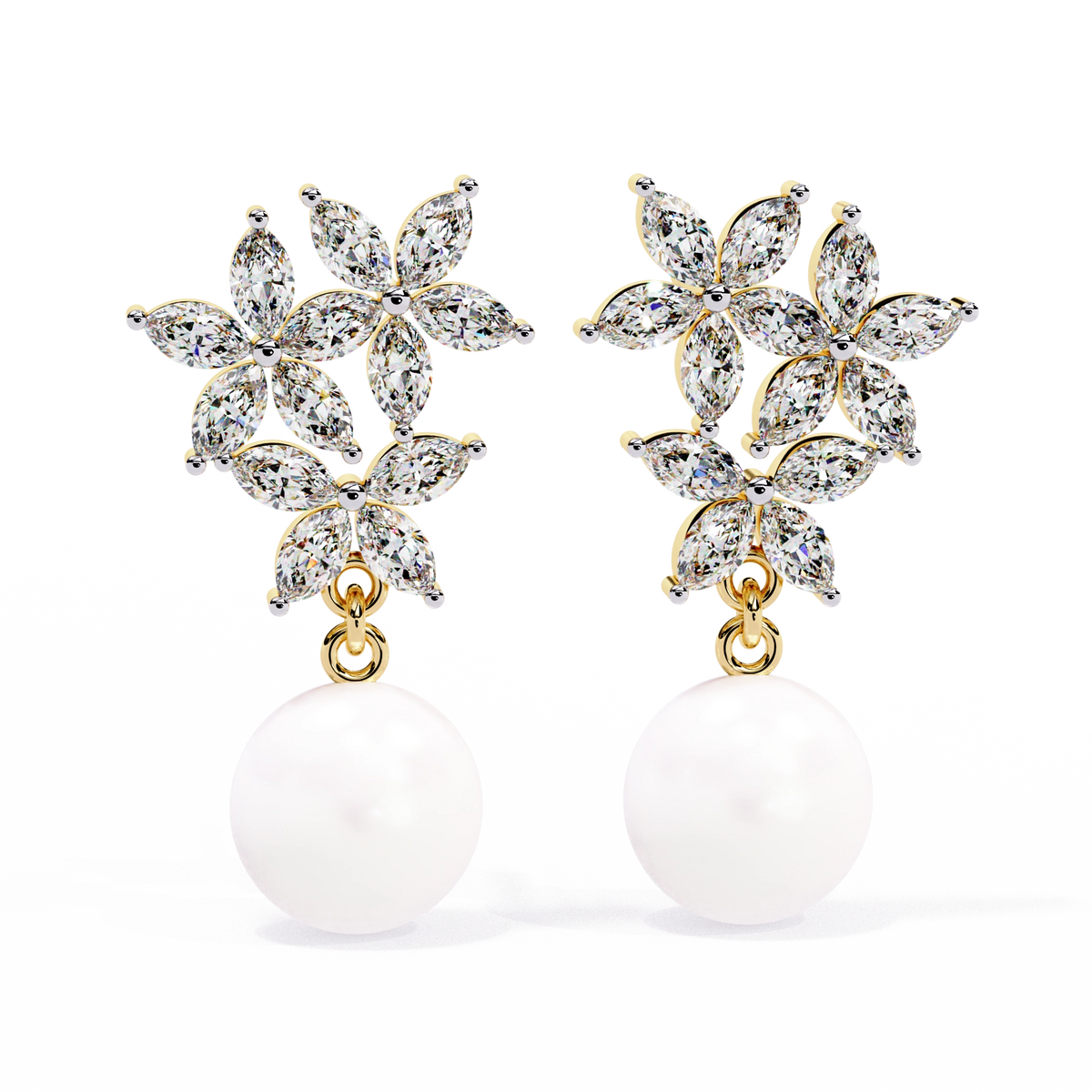 Pearl Floral Drop Earrings