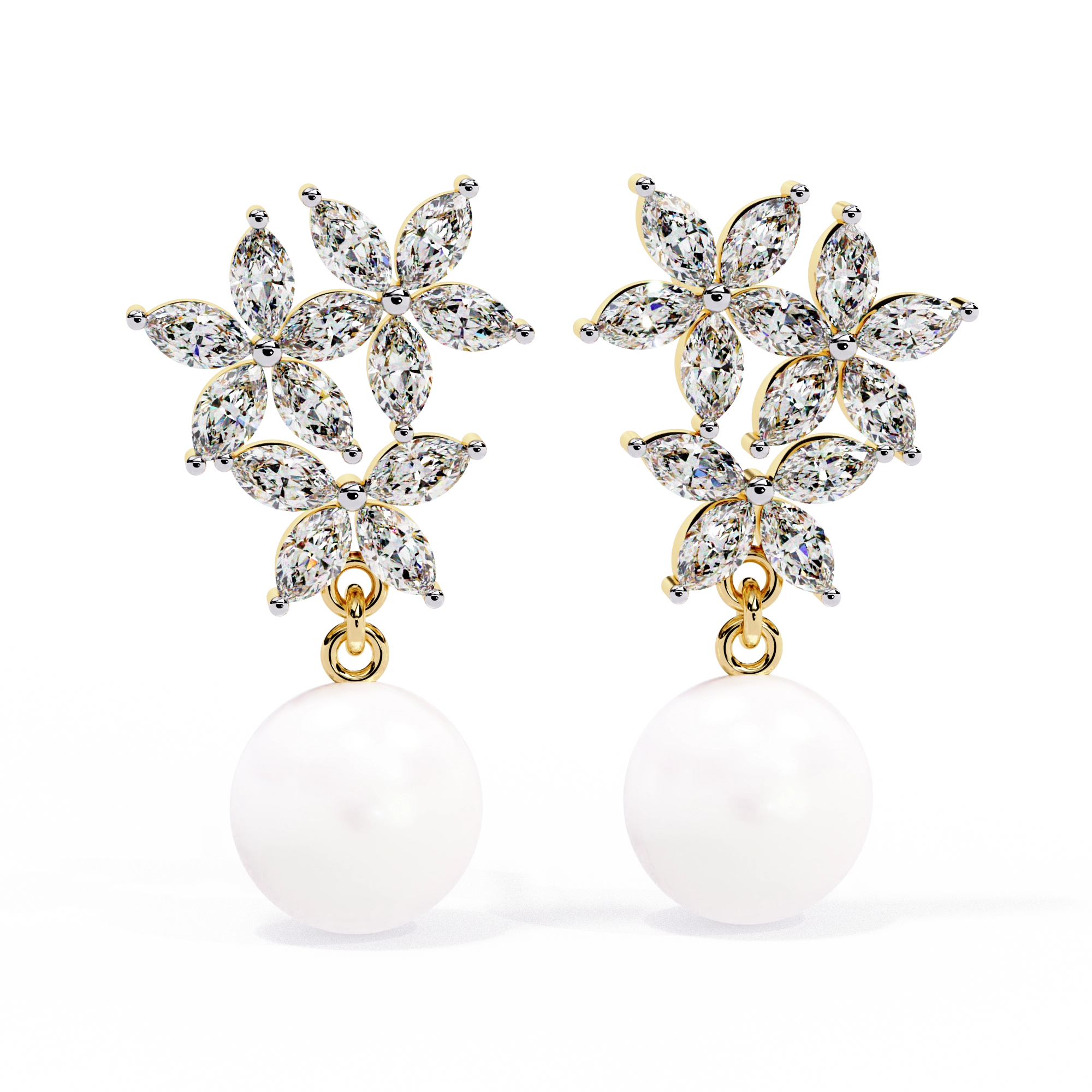 Pearl Floral Drop Earrings