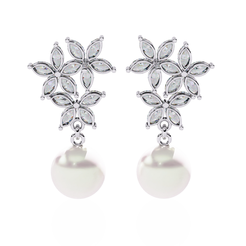 Pearl Floral Drop Earrings