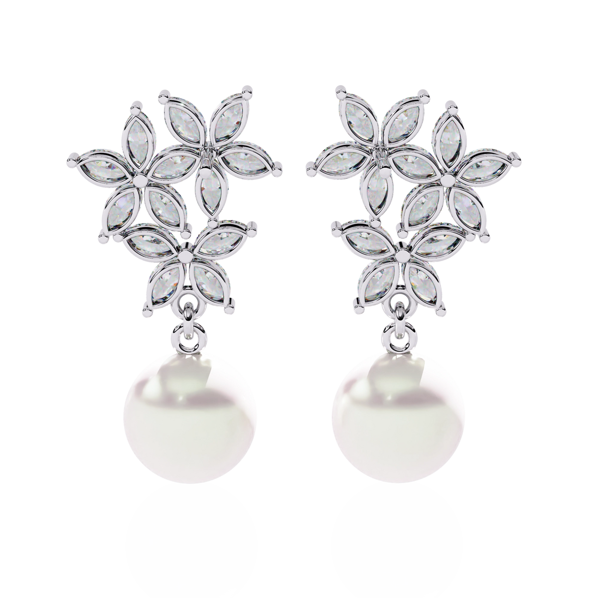 Pearl Floral Drop Earrings
