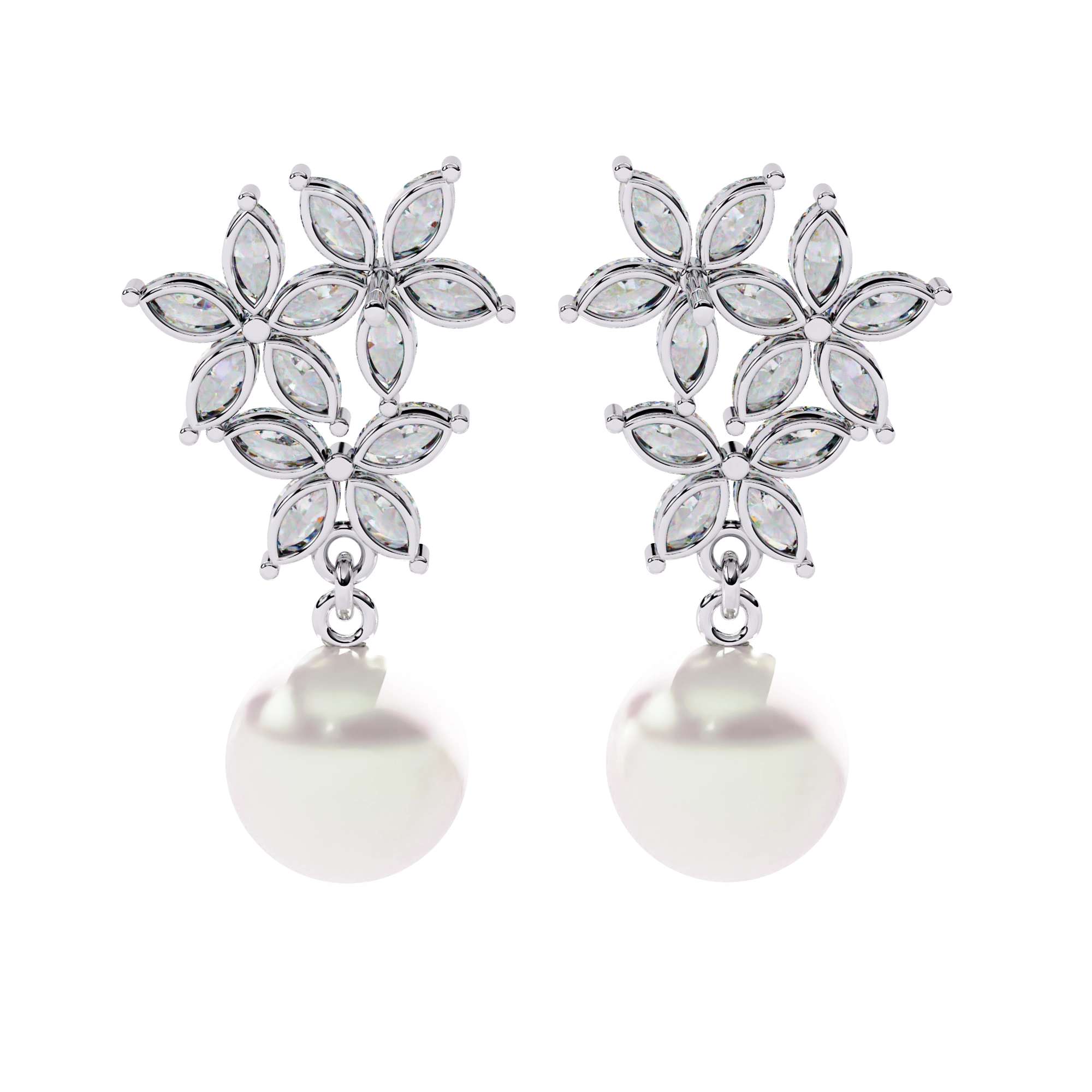Pearl Floral Drop Earrings
