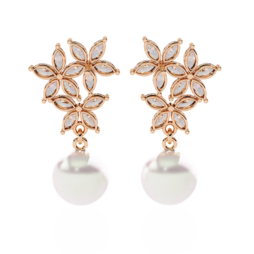 Pearl Floral Drop Earrings